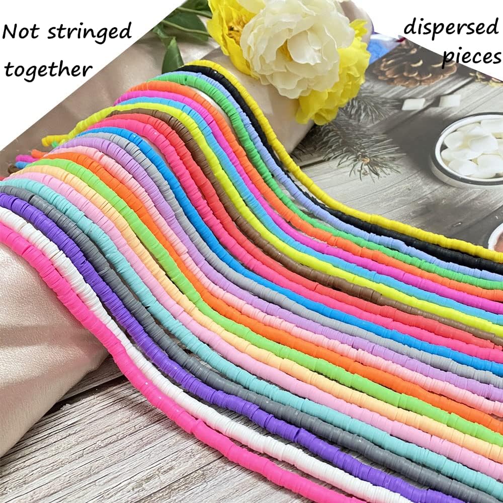 3000 cuentas de arcilla planas redondas de vinilo Heishi, cuentas espaciadoras de polímero para hacer joyas, pulseras, collares, colgantes,