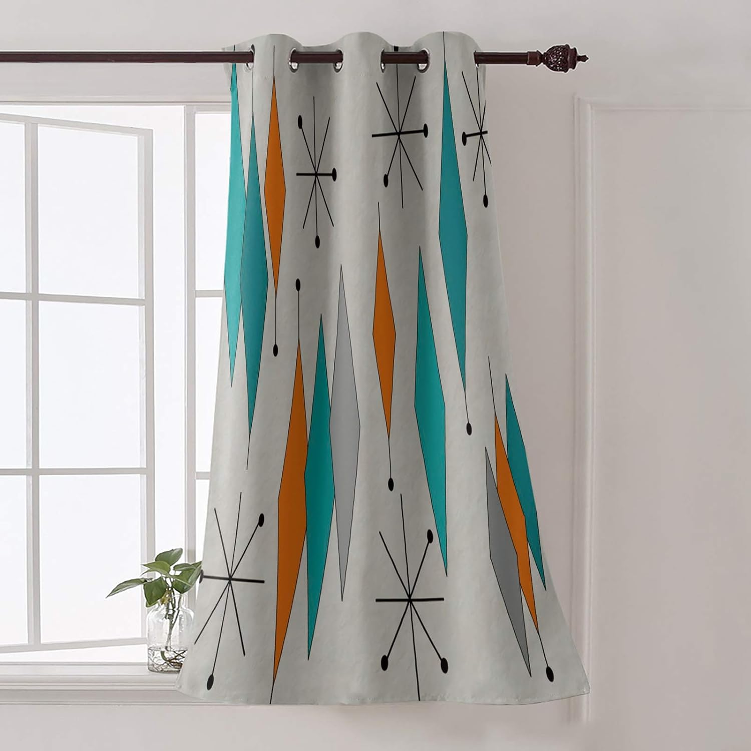 Futuregrace Cortinas opacas con patrón de diamante moderno de mediados de siglo, para sala de estar, dormitorio, oscurecimiento de ventanas,