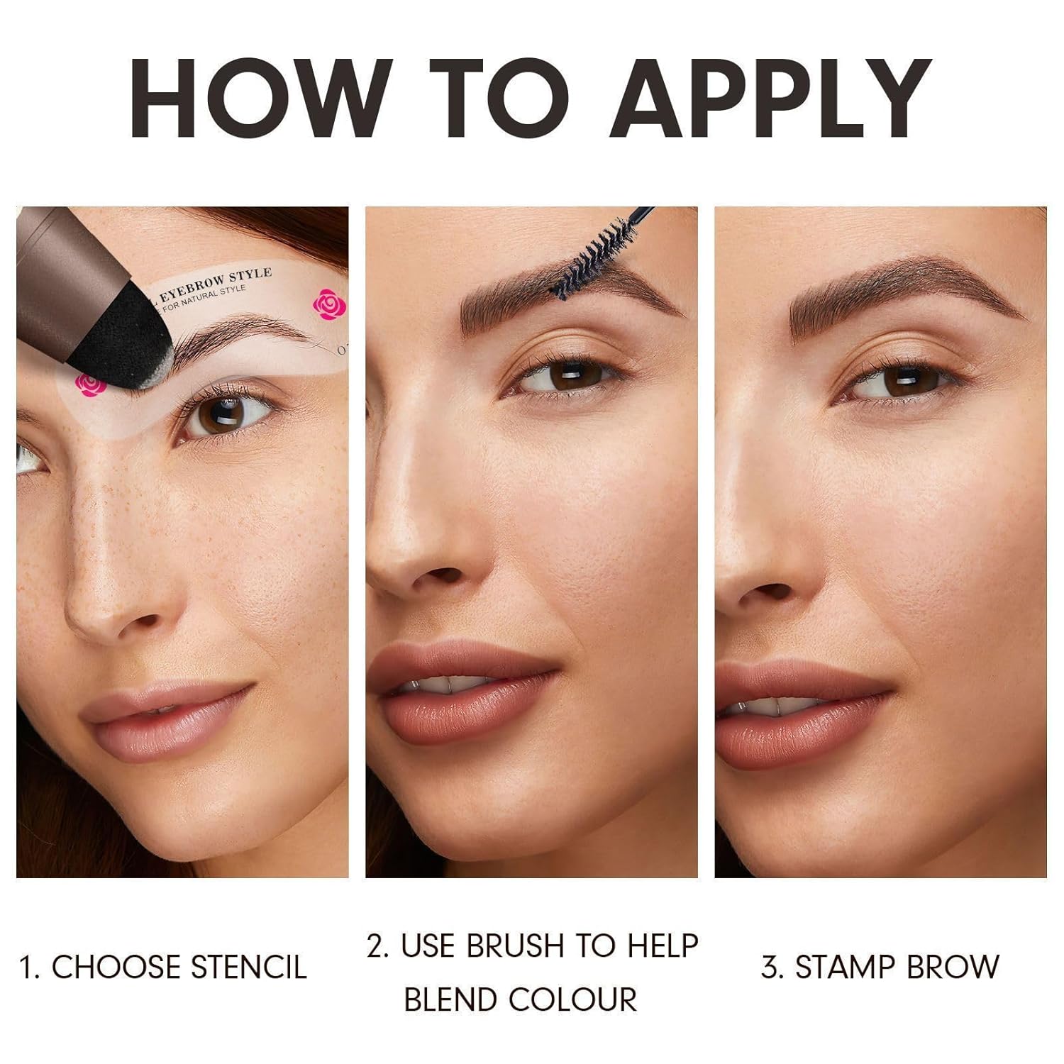 Kit de plantillas para cejas, kit de plantillas para cejas para principiantes, kit de plantillas y sellos de cejas de larga duración, a prueba de