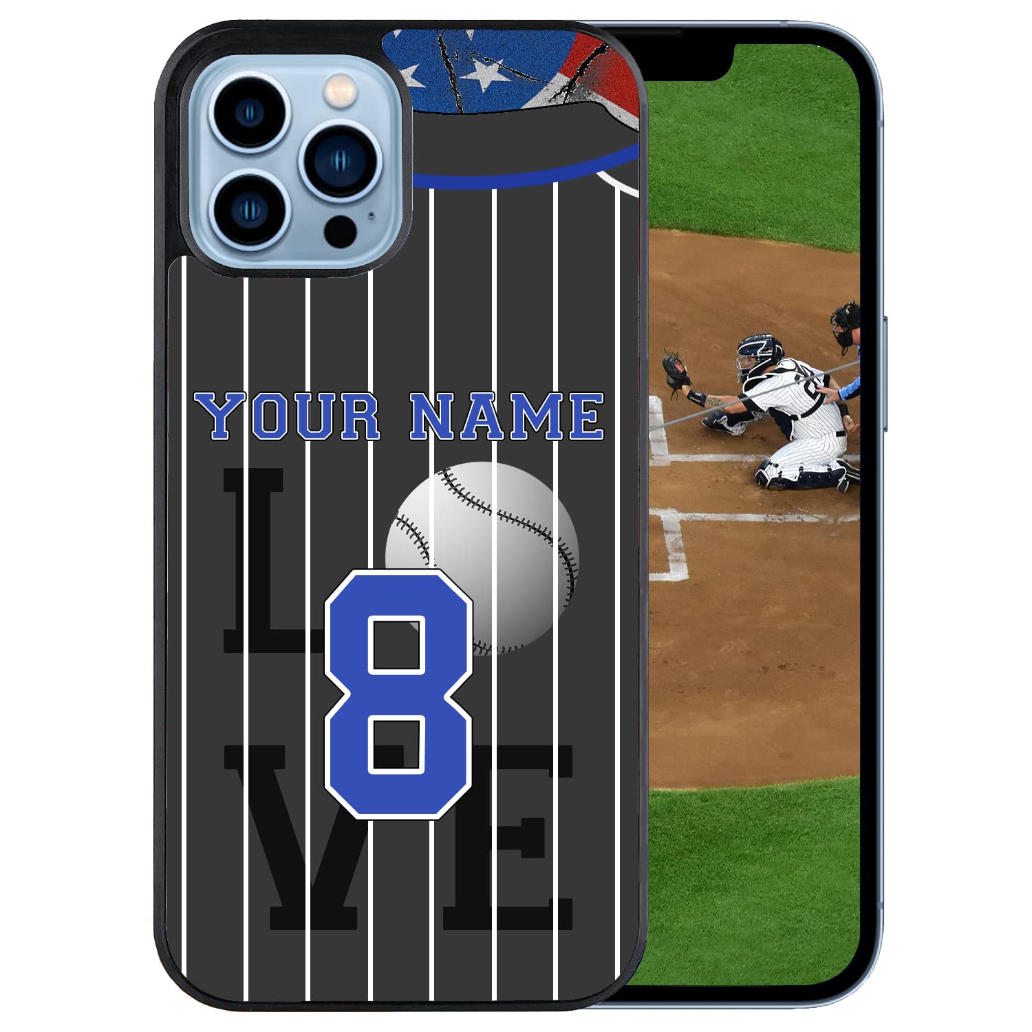 Personalized Name Number Custom BaseballSoftball Jersey America Flag Design Rubber Cover Phone Case for Samsung Galaxy A53