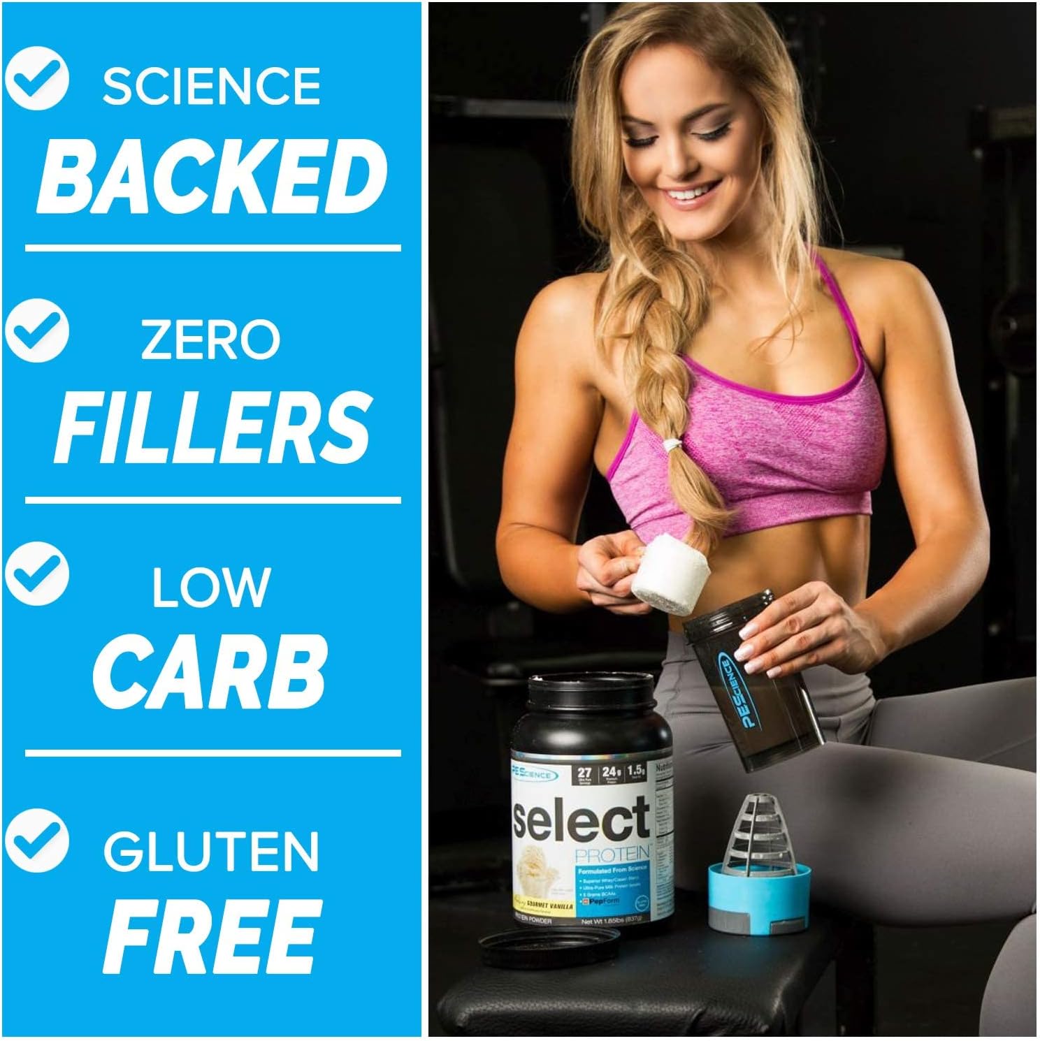 PEScience Select Protein – Proteína en polvo bajo en carbohidratos, Snickerdoodle, 55 porciones, apta para dieta cetogénica y sin gluten