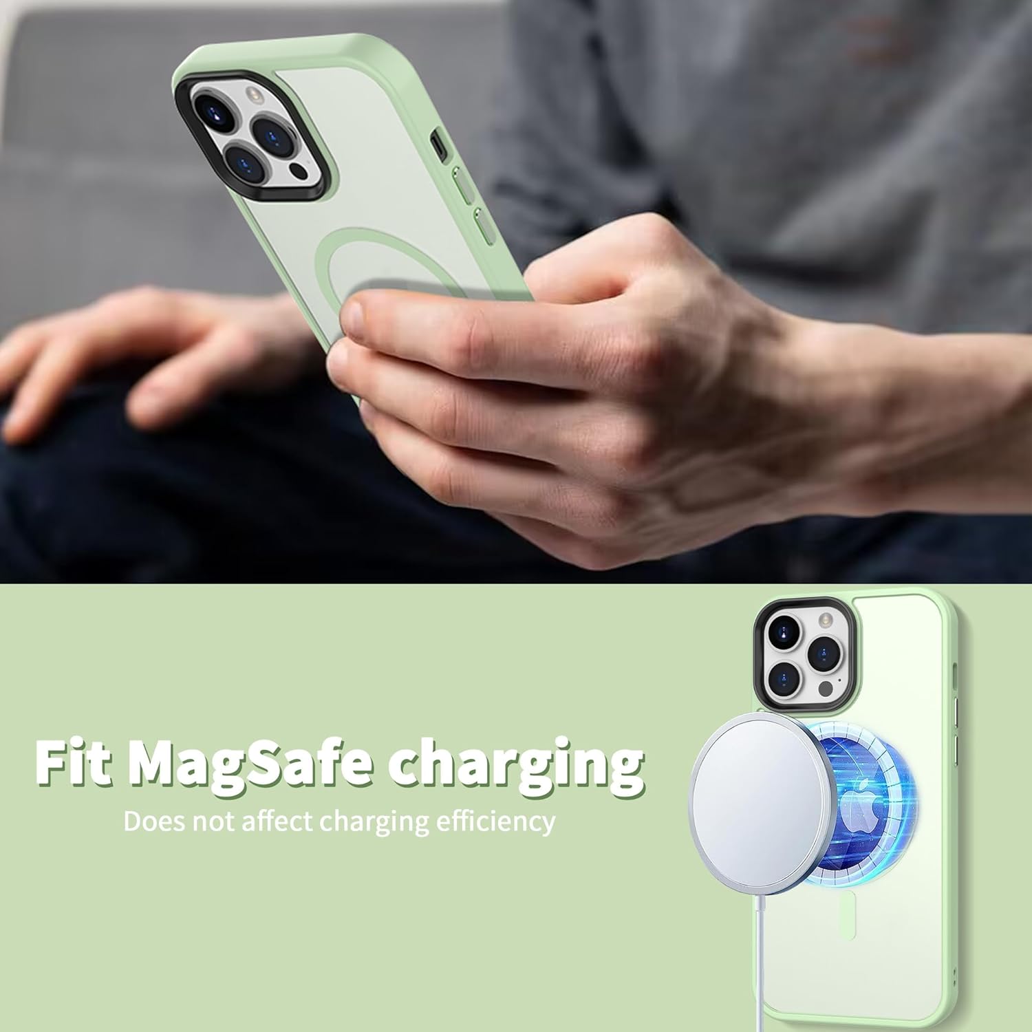 CACOE Funda magnética para iPhone 14 Pro de 6.1 pulgadas, compatible con MagSafe y soporte magnético para teléfono de automóvil, funda delgada de