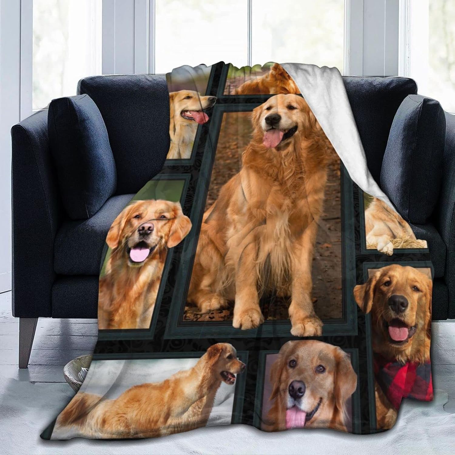 Lindo Clever Golden Retriever – Manta con estampado de perro dorado ultrasuave para el hogar, manta decorativa para sala de estar, cama, sofá