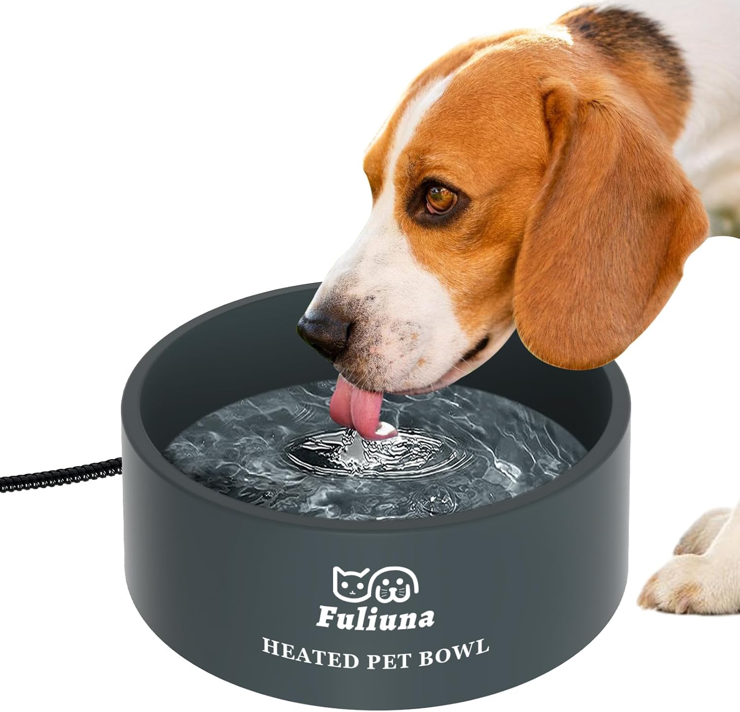 Cuenco térmico para mascotas con cable resistente a los masticables, cuenco térmico que proporciona agua potable en invierno para perros, gatos,