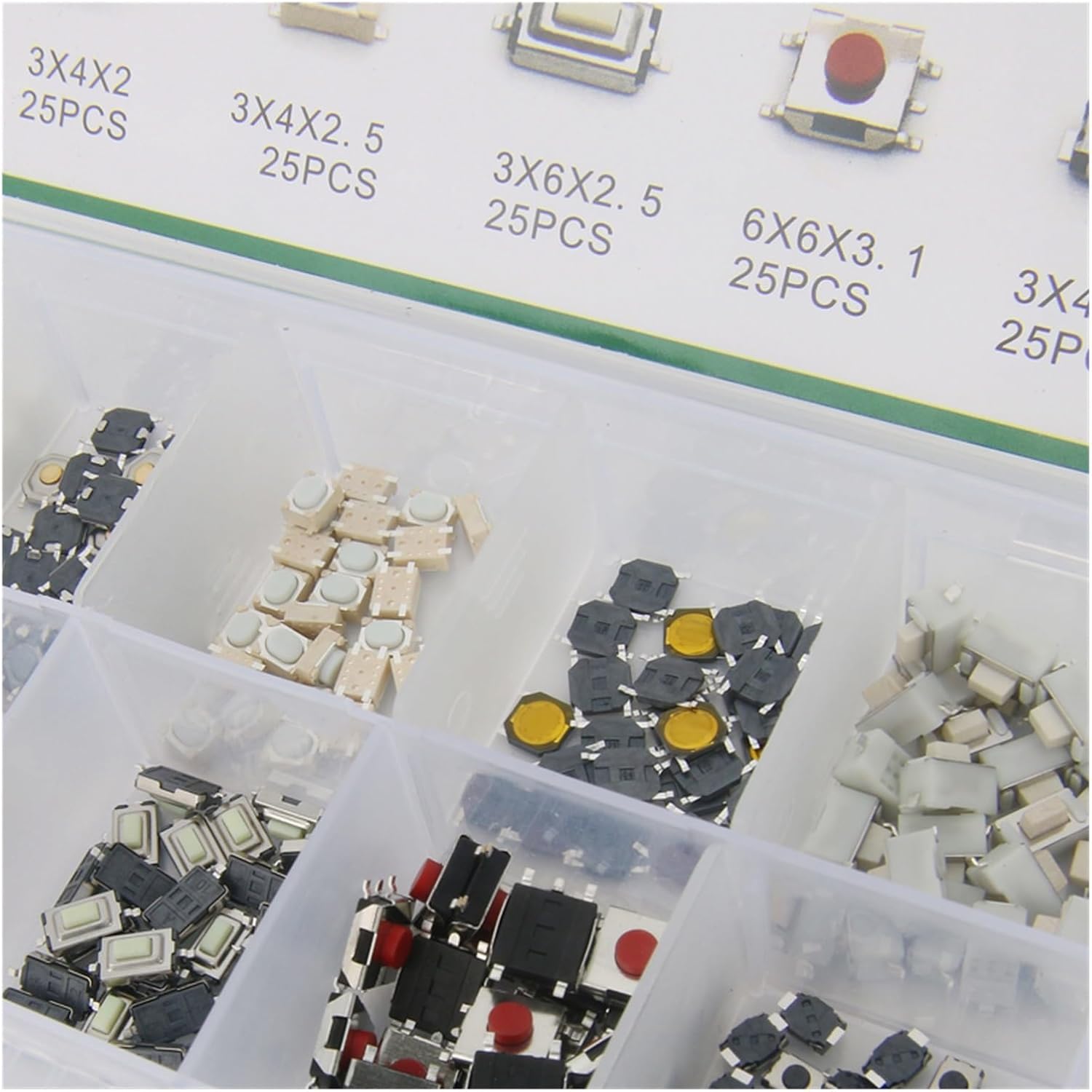 250 Pieces1 Set of 10 Kinds of Durable car Remote Control Tablet Movable Button Switch car Key Button Touch Micro Switch with Box