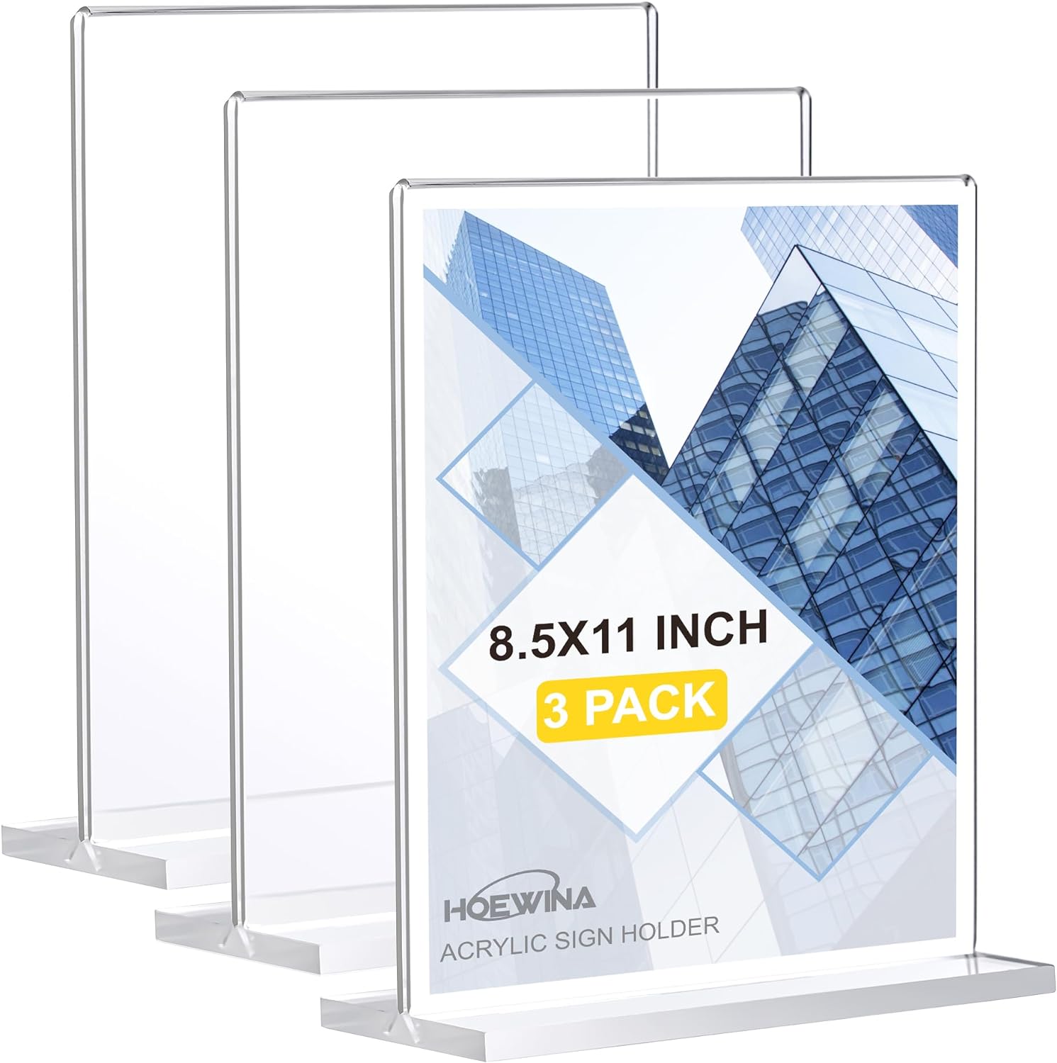 Paquete de 3 soportes acrílicos de 8.5 x 11 pulgadas, soporte de letrero transparente para soportes de letreros de tienda, soportes acrílicos
