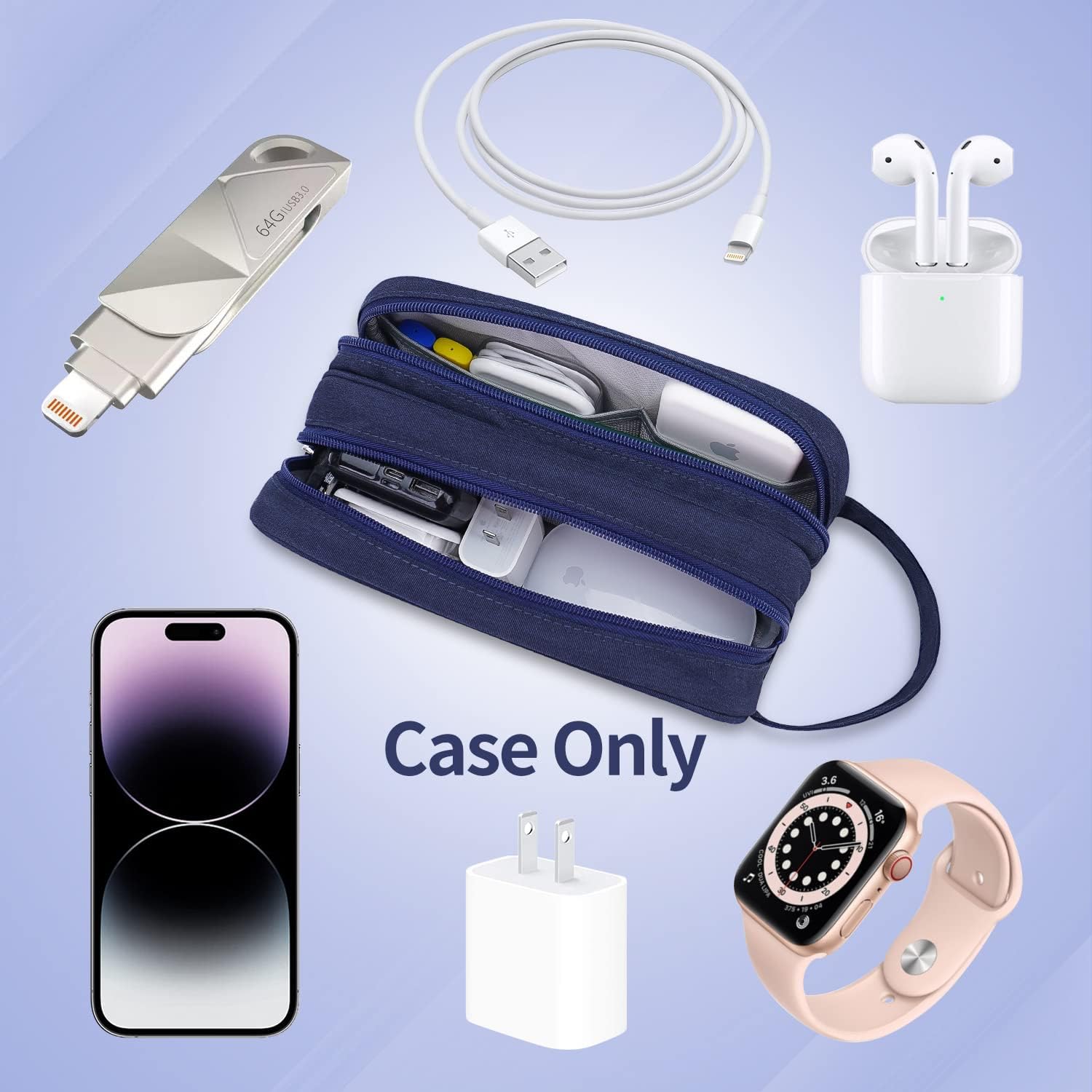 HESTECH Organizador de cables, organizador de cables, organizador electrónico de carga, estuche de viaje para accesorios electrónicos pequeños,