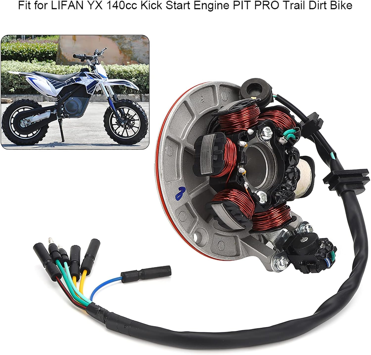 Acouto Estator Magneto – Estator de encendido con placa magnética, repuesto para LIFAN YX 140cc Kick Start Engine PIT PRO Trail Dirt Bike