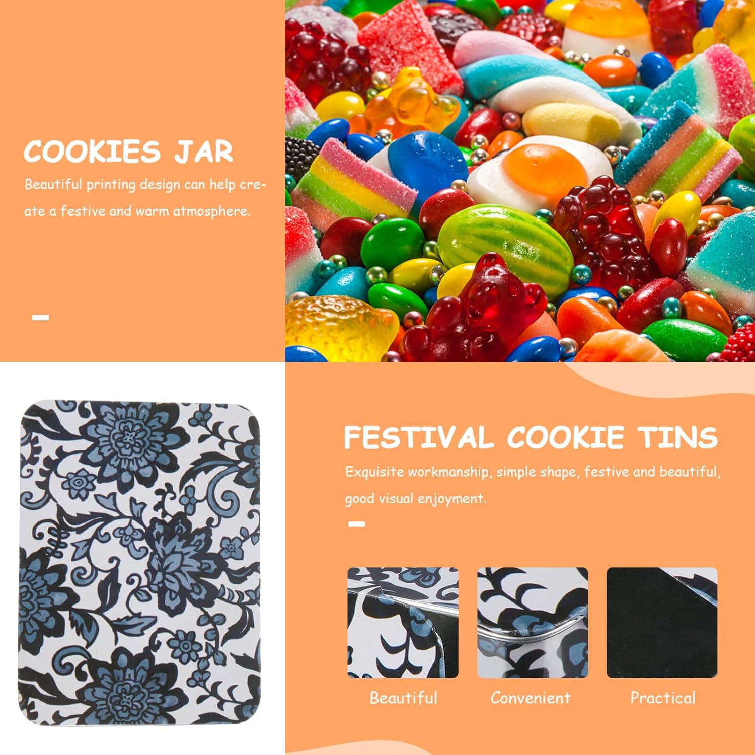 Zerodeko Caja vacía de hojalata de metal, caja de almacenamiento de hojalata con bisagras de metal, caja de almacenamiento de joyería con tapa, caja