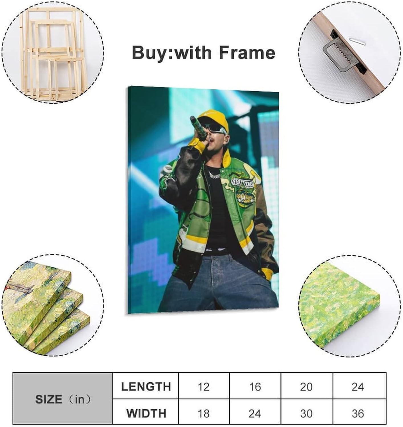 DAXXIN Feid – Póster de lienzo decorativo para pared, sala de estar, dormitorio, decoración, marco de regalo, 12 x 18 pulgadas (11.8 x 17.7 in)