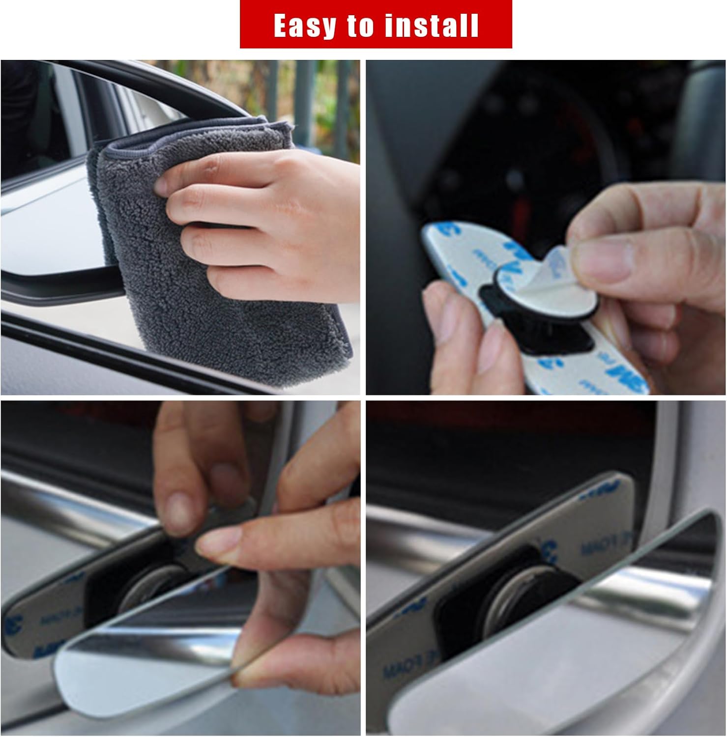 Kewucn 2 espejos de punto ciego para automóvil, espejo retrovisor convexo de vidrio HD sin marco, punto ciego gran angular con palo ajustable,
