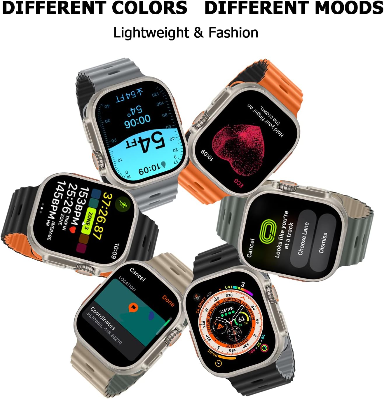 Anlinser Correas compatibles con Apple Watch Band de 1.92, 1.77, 1.73 y 1.65 pulgadas, correa deportiva ajustable diseñada para Apple Watch Ultra