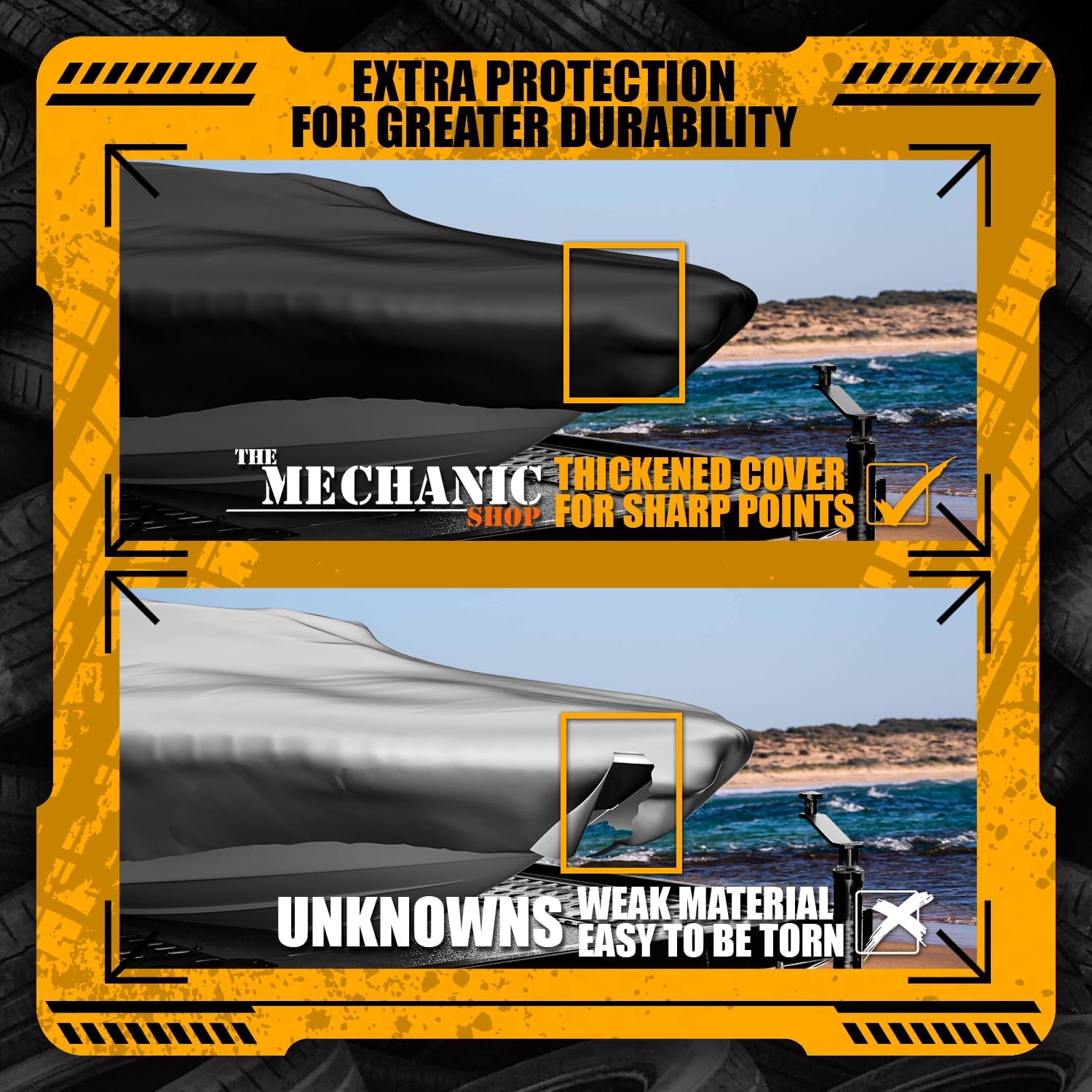 TMS – Funda para lancha de 19 pies con haz de 96 pulgadas de ancho para lancha baja, barco Jon, barco de casco V, barco de tres cascos, lancha de