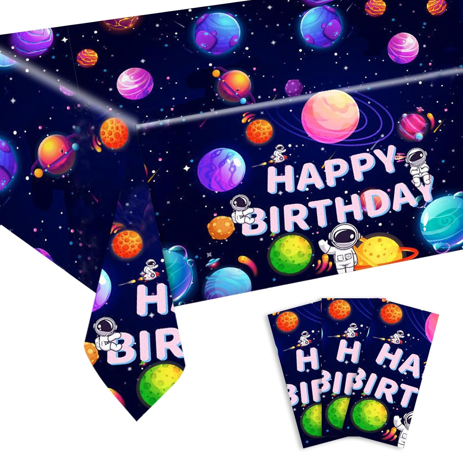 Juego de manteles rectangulares de plástico con dibujos animados de 3 piezas, 54 x 108 pulgadas, para uso en interiores y exteriores, para bodas,