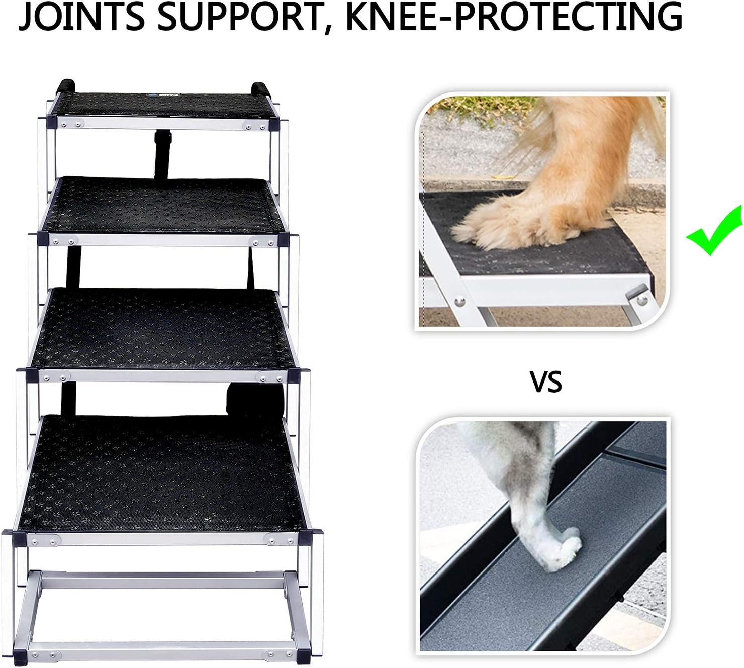 By Unbranded Escaleras de aluminio para perros, escalón portátil grande para perros para camas altas, camiones y SUV, rampa plegable ligera para