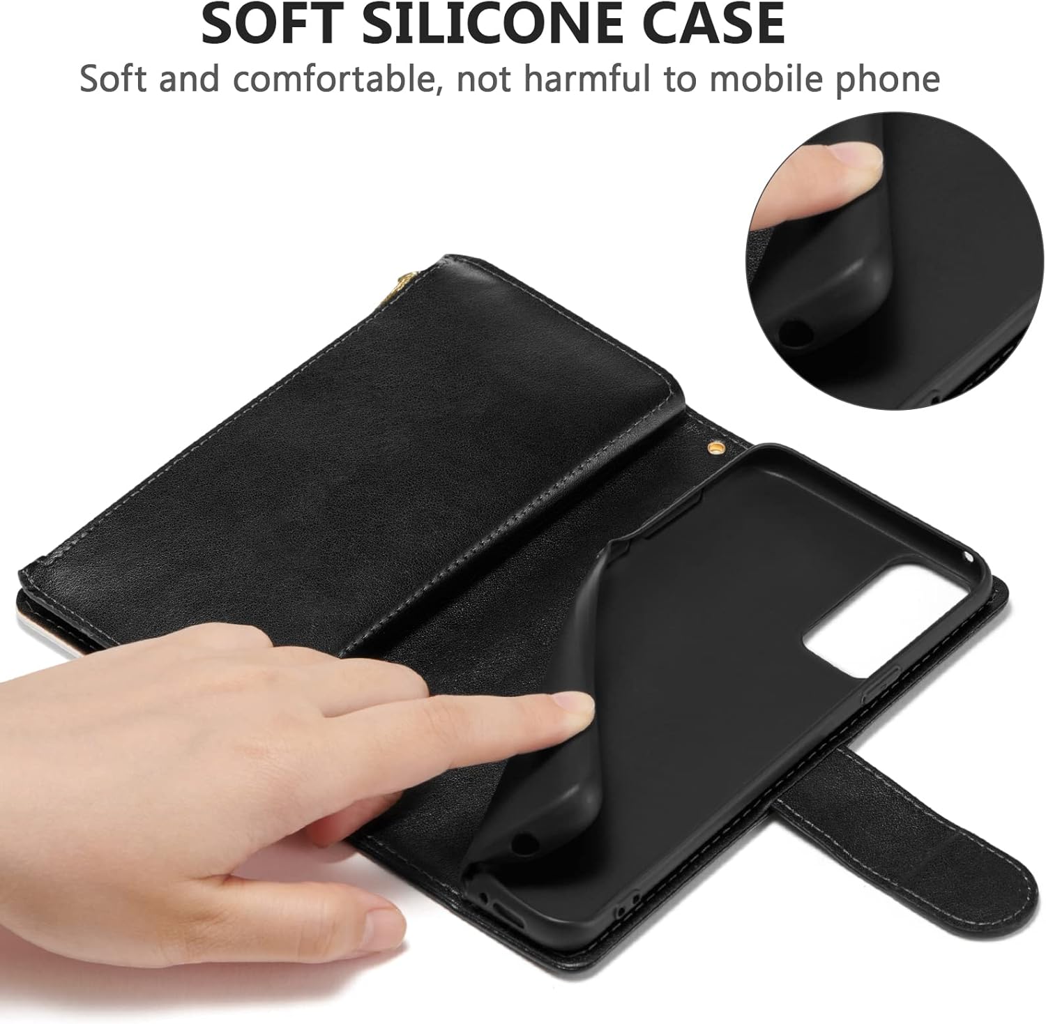 UEEBAI Funda tipo cartera para Samsung Galaxy S21 5G, flor PU cuero cierre magnético bolso bolsillo cremallera bolsillo caso Kickstand ranuras con