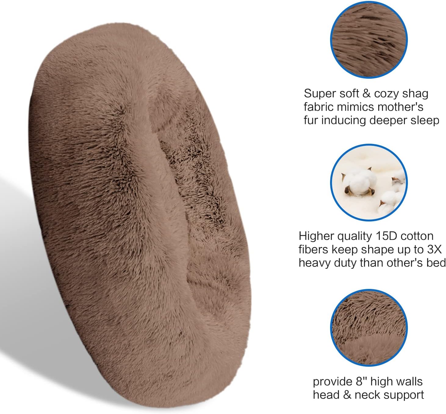 SAVFOX Cama calmante de felpa para perros, cama para perros pequeños, mediano, grande y XL, cómoda cama para perros y gatos en piel sintética, cama