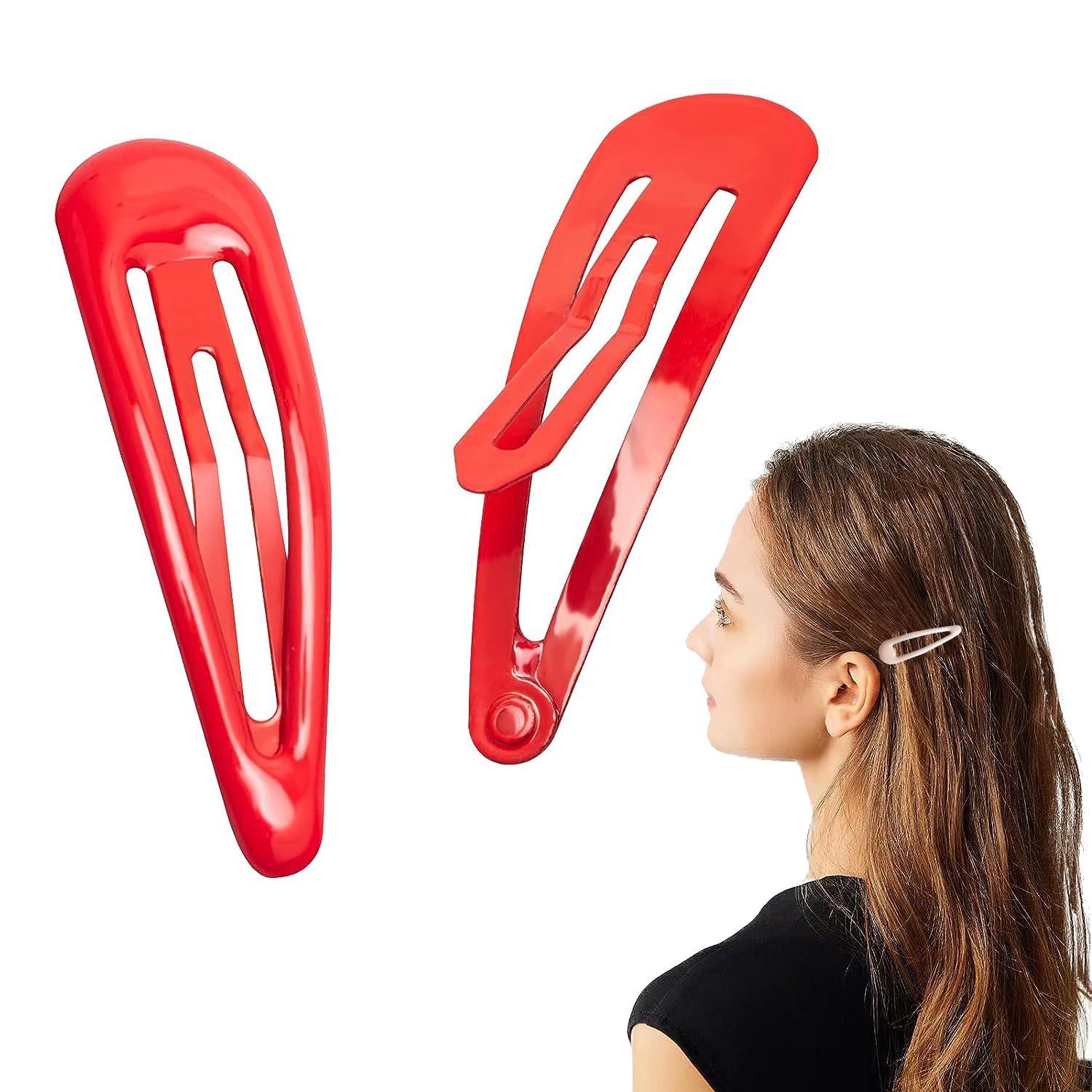 40 pinzas para el cabello a presión, pinzas para el cabello dobladas de 2 pulgadas, pasadores de metal coloridos, accesorios para el cabello de