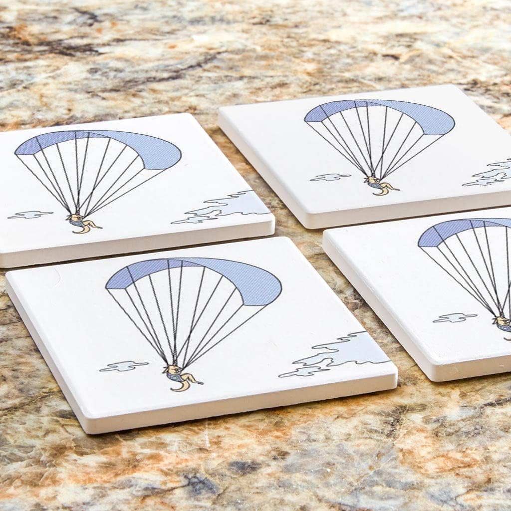 Parasaurolophus – Posavasos de parapente, decoración del hogar Joyride, 4 posavasos de cerámica, posavasos cuadrados de 4 pulgadas, juego de 4,