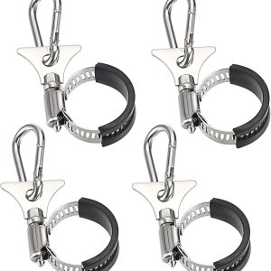 OwnMy Juego de 4 clips para asta de bandera con mosquetón, clips de bandera de barco, abrazaderas de metal para asta de bandera, anillos de asta de OwnMy Juego de 4 clips para asta de bandera con mosquetón, clips de bandera de barco, abrazaderas de metal para asta de bandera, anillos de asta de