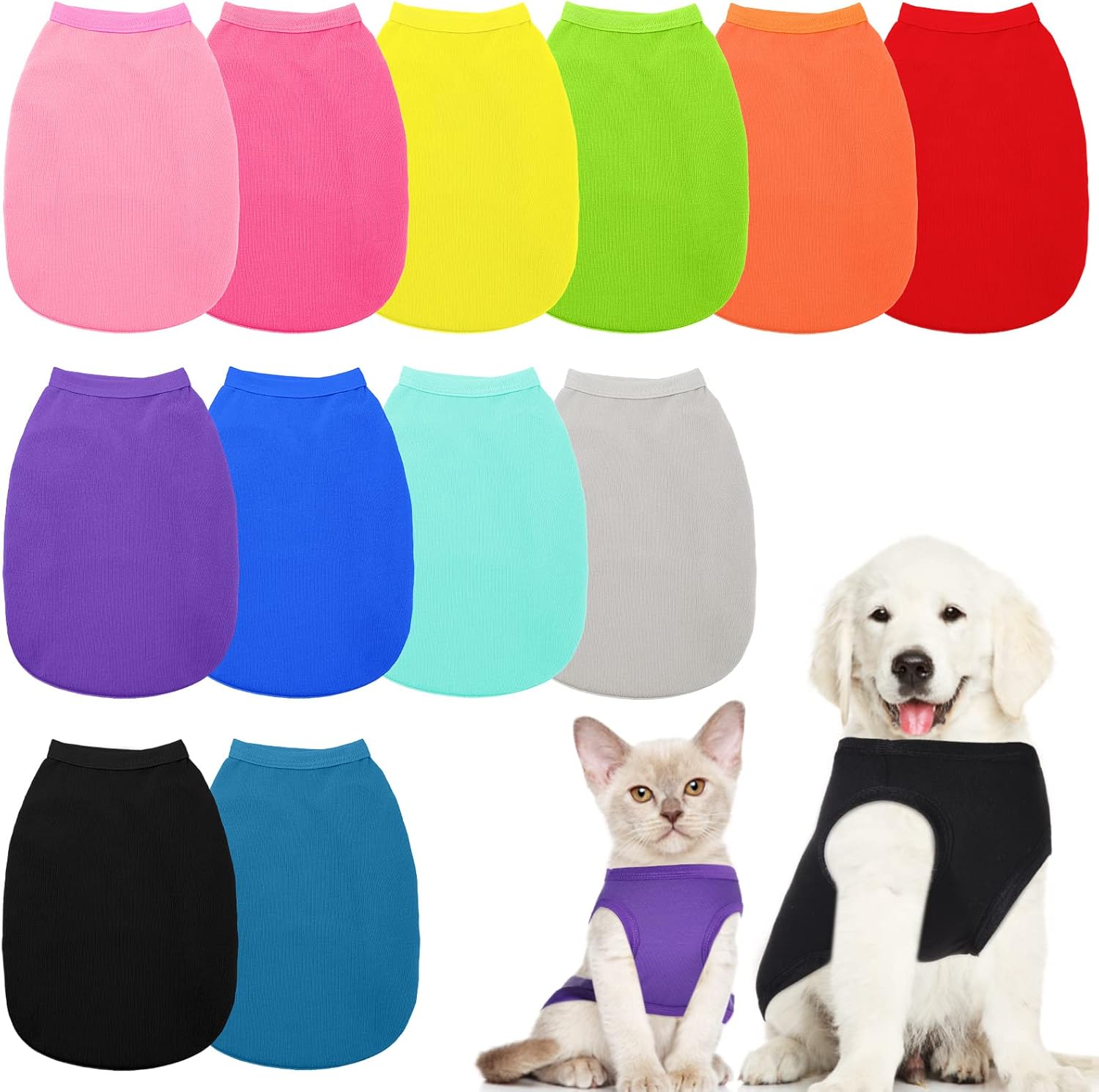 24 camisas para perro, camiseta en blanco para perros pequeños, camisas lisas para cachorros, gatos, ropa de verano para mascotas (L)