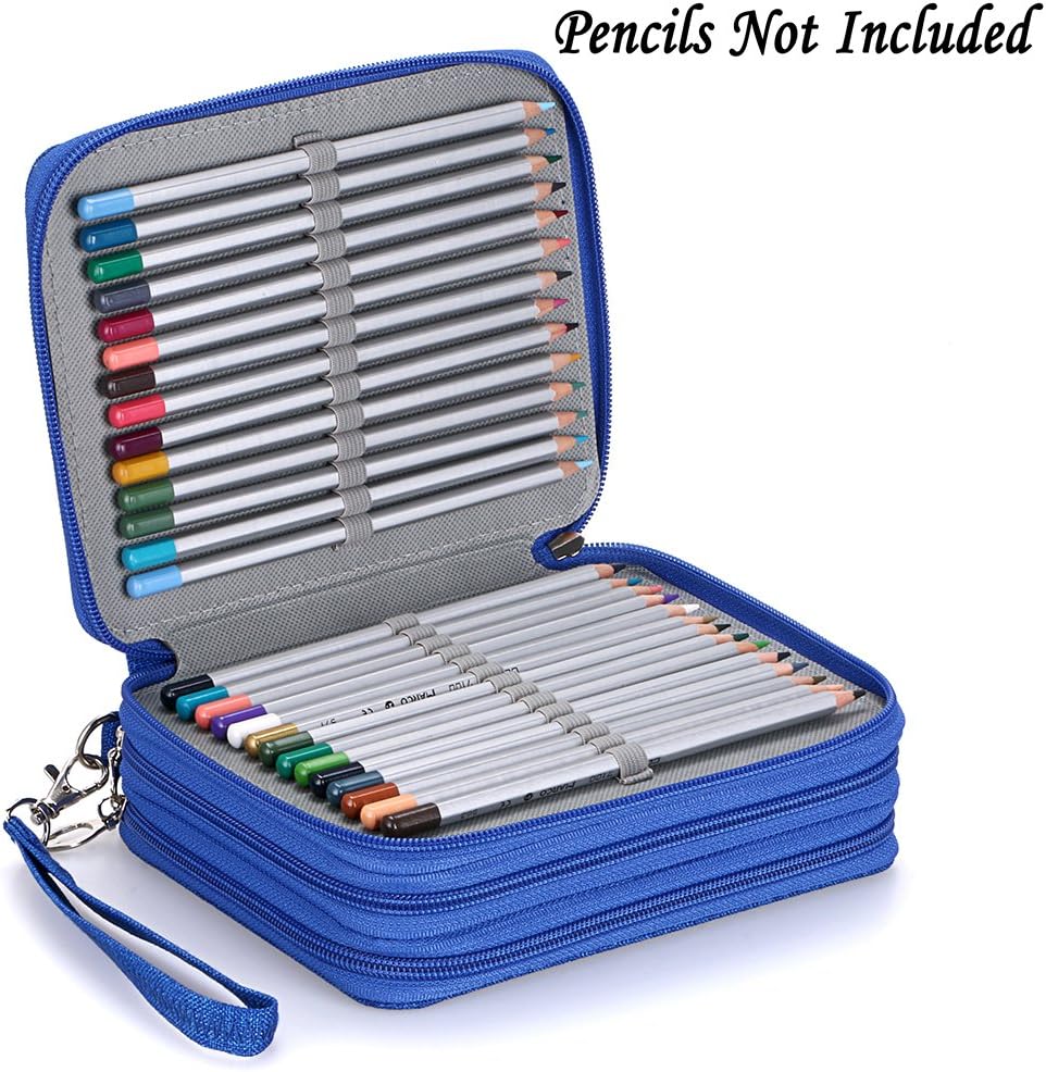 BTSKY Estuche de lona con cremallera, 72 ranuras, prácticos soportes para lápices de acuarela Prismacolor, lápices de colores Crayola, lápices Marco