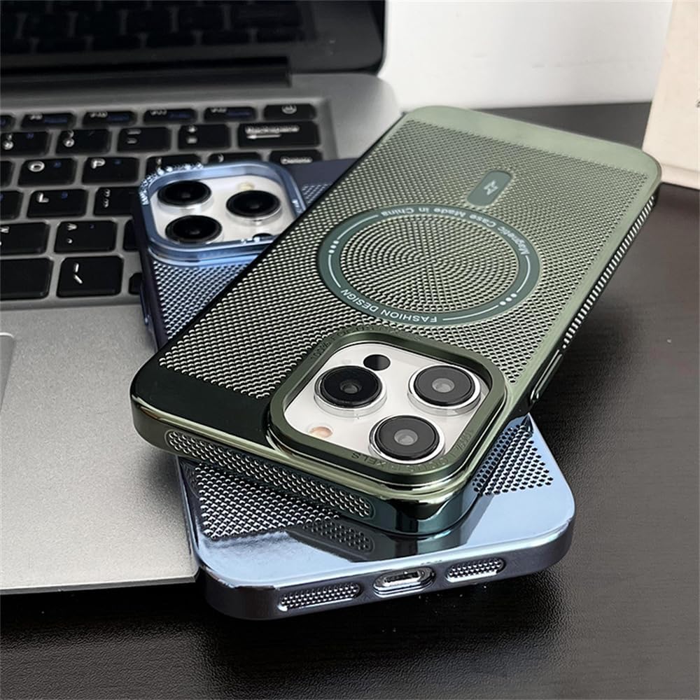 Funda magnética de disipación de calor para iPhone 14 Pro Max compatible con Magsafe delgada y dura carga inalámbrica galvanizada (para iPhone 14