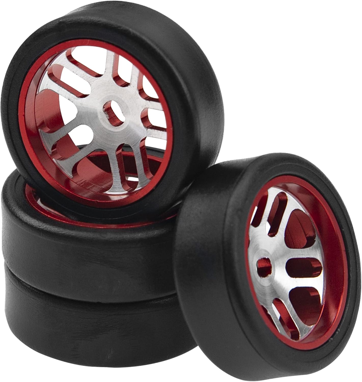 ShareGoo – Llantas de aleación y neumáticos de plástico compatibles con 128 Wltoys K969 K989 P929 Drift Kyosho Mini-Z Mini-Q Mini-D RC Drift Car