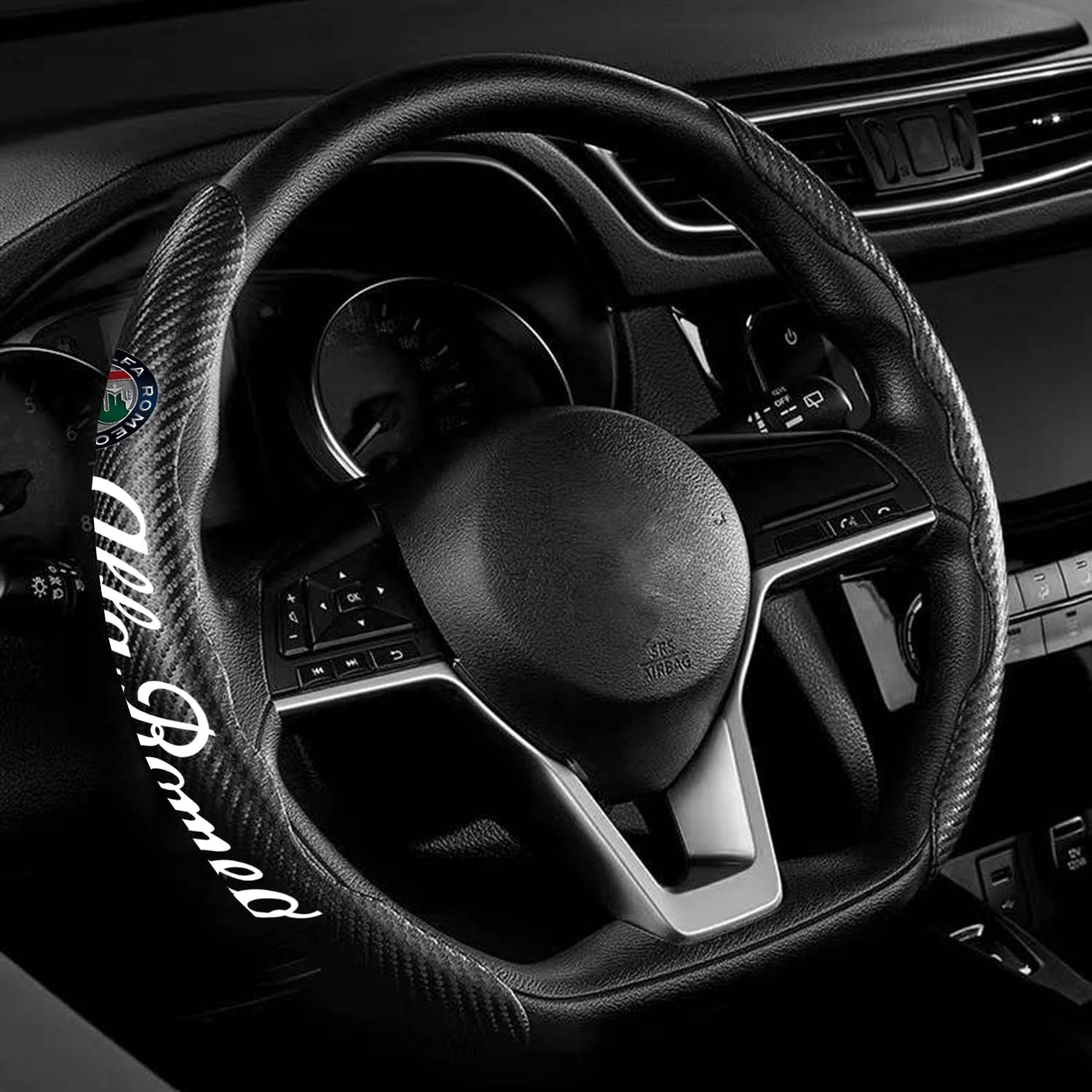 Funda de volante de fibra de carbono compatible con Alfa Romeo (para Alfa Romeo)