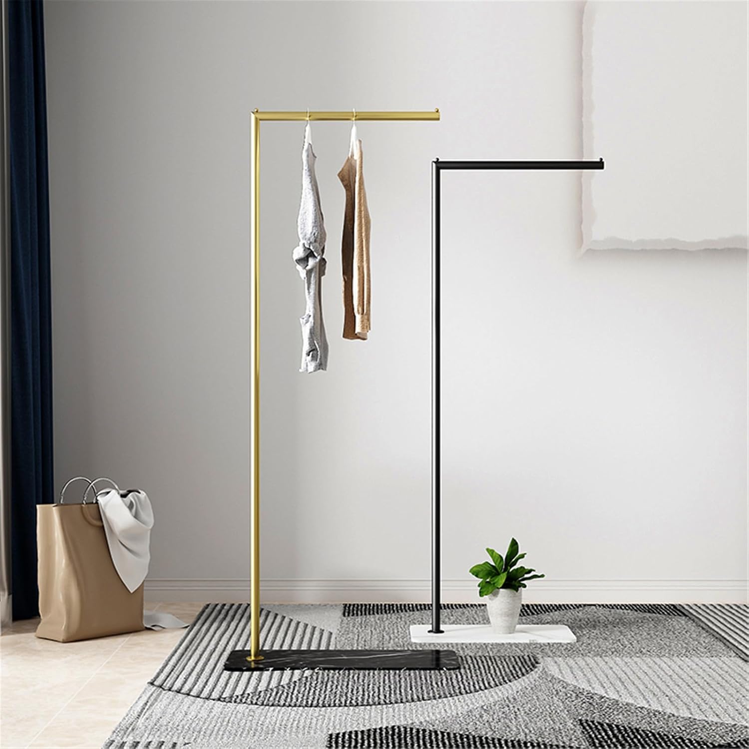 Coat Display Stand, Tall Metal Clothing Rack Garment Racks Clothing Rail With Marble Base Slim Bedroom Hanging Rack For Corner