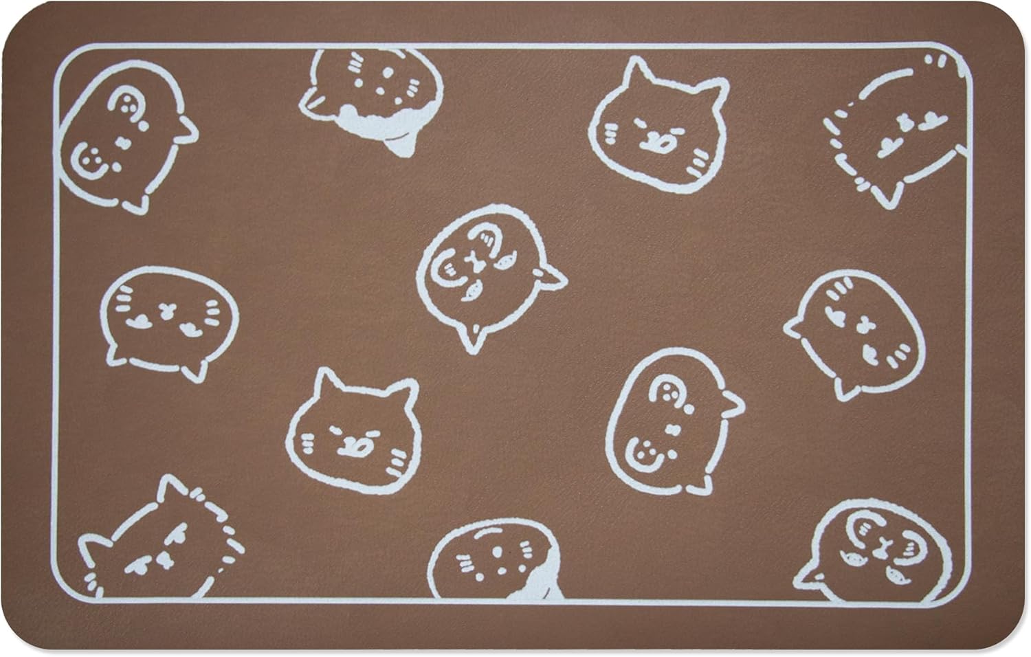 YCT Tapete de comida para perros y gatos, antideslizante, súper absorbente, 18.1 x 11.8 pulgadas, marrón