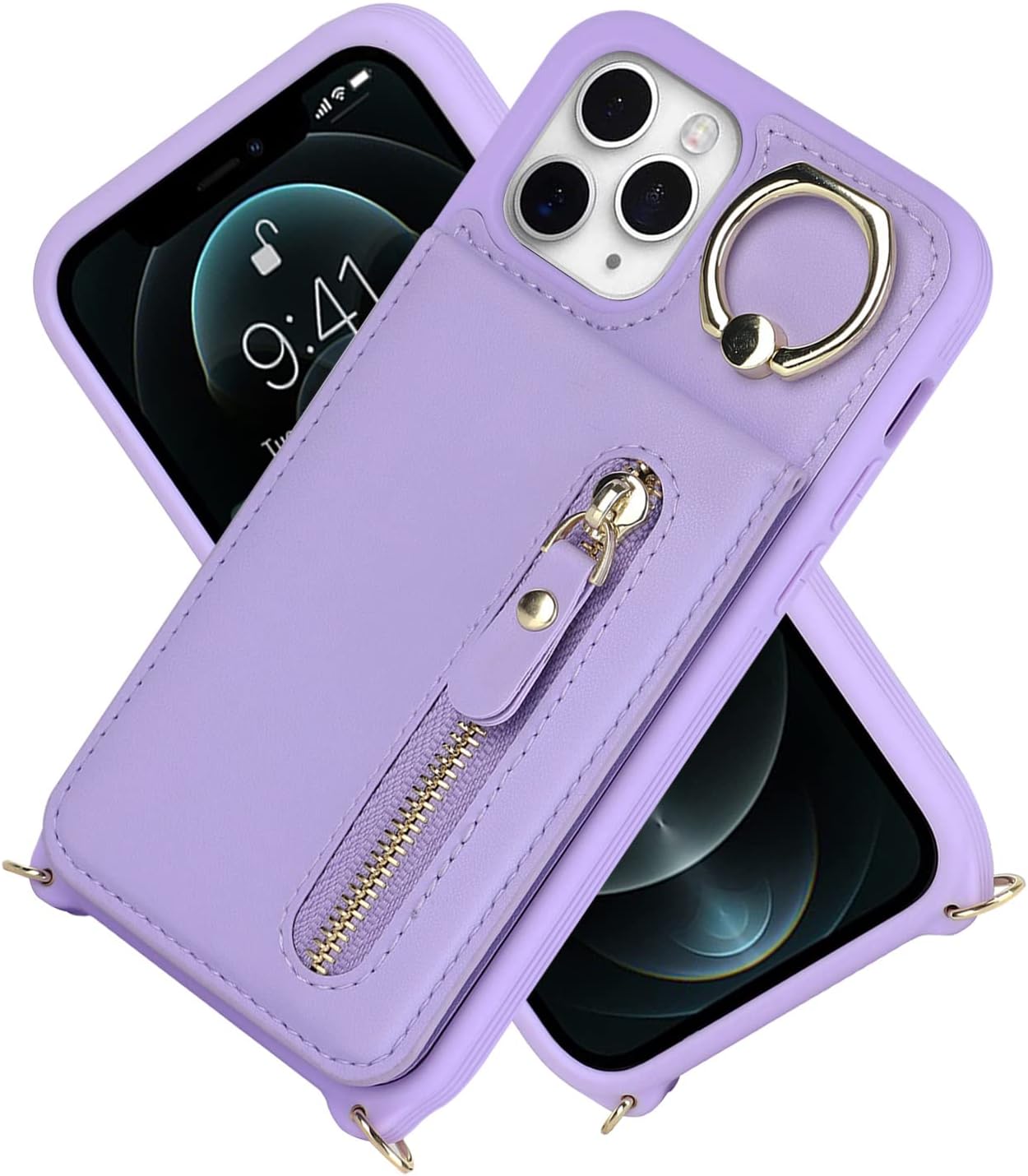 Funda para iPhone 11 Pro Max con tarjetero para mujer, iPhone 11 Pro Max, con correa y ranuras para tarjetas de crédito, cruzado con cremallera y