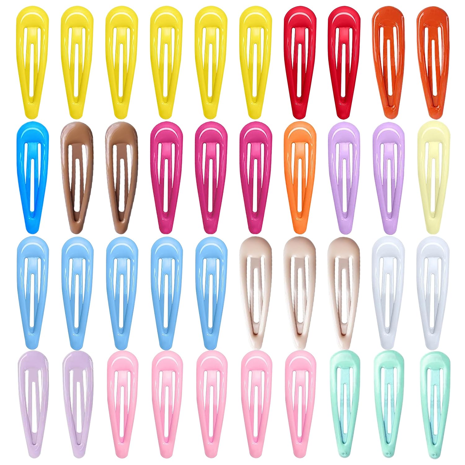 40 pinzas para el cabello a presión, pinzas para el cabello dobladas de 2 pulgadas, pasadores de metal coloridos, accesorios para el cabello de