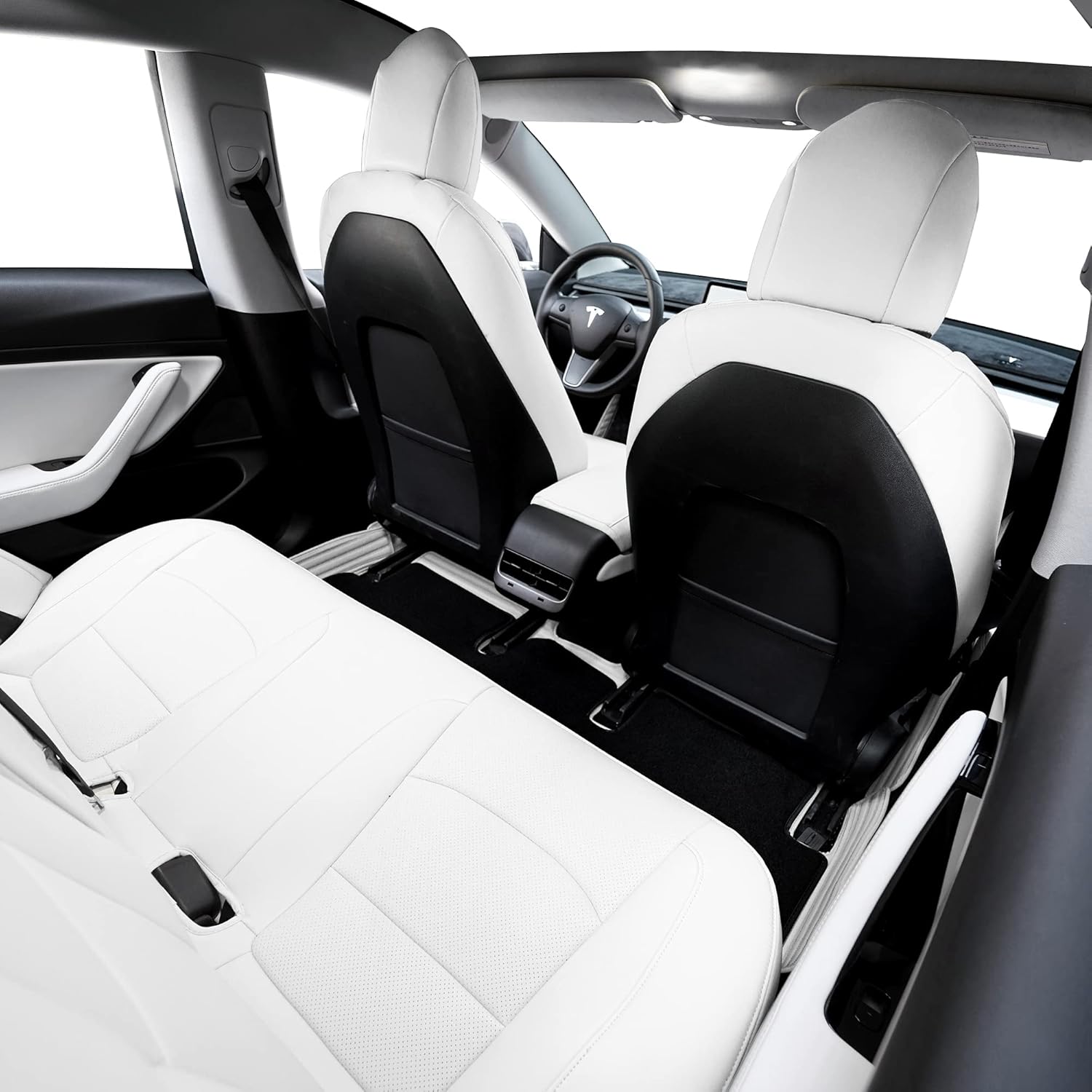 SUPER LINER Fundas de asiento de coche para Tesla Model 3, color blanco, fundas de asiento de coche para Tesla Model 3 2023 2022 2021 2020 5
