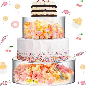 Sunnyray 2 soportes acrílicos para tartas para mesa de postre, elevador de tartas transparente rellenable para cupcakes con cuerdas LED para Sunnyray 2 soportes acrílicos para tartas para mesa de postre, elevador de tartas transparente rellenable para cupcakes con cuerdas LED para