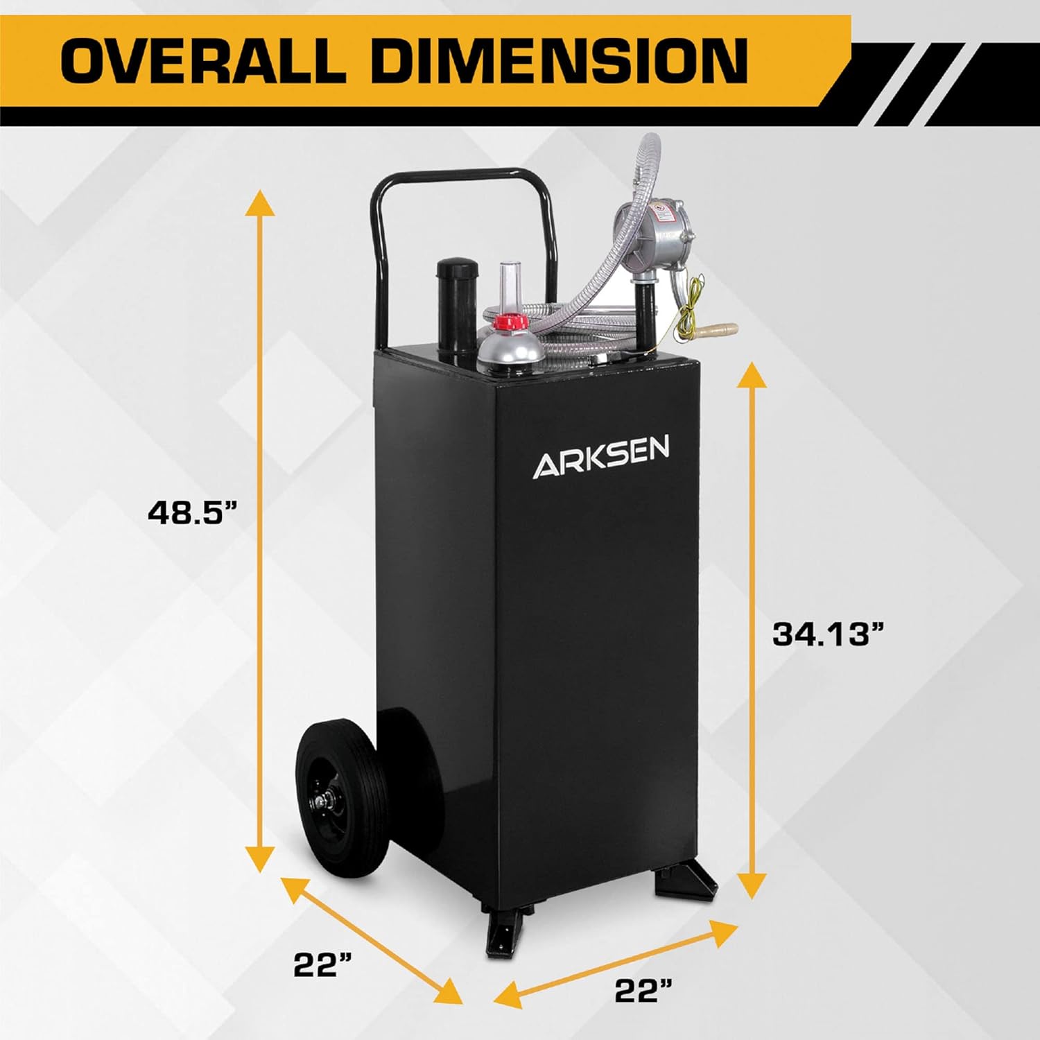 ARKSEN Tanque de almacenamiento de combustible portátil de 30 galones, resistente bomba de gas y diésel con ruedas, para automóvil, camión,