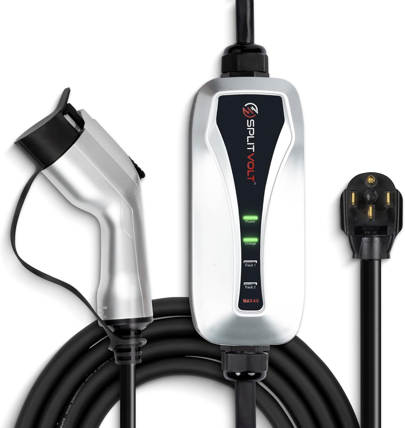 NEMA 14-50 – Cargador de nivel 2 con cable de 16 pies, cargador EV de 40 amperios, carga rápida de circuito de 50 amperios NEC, enchufe J1772,