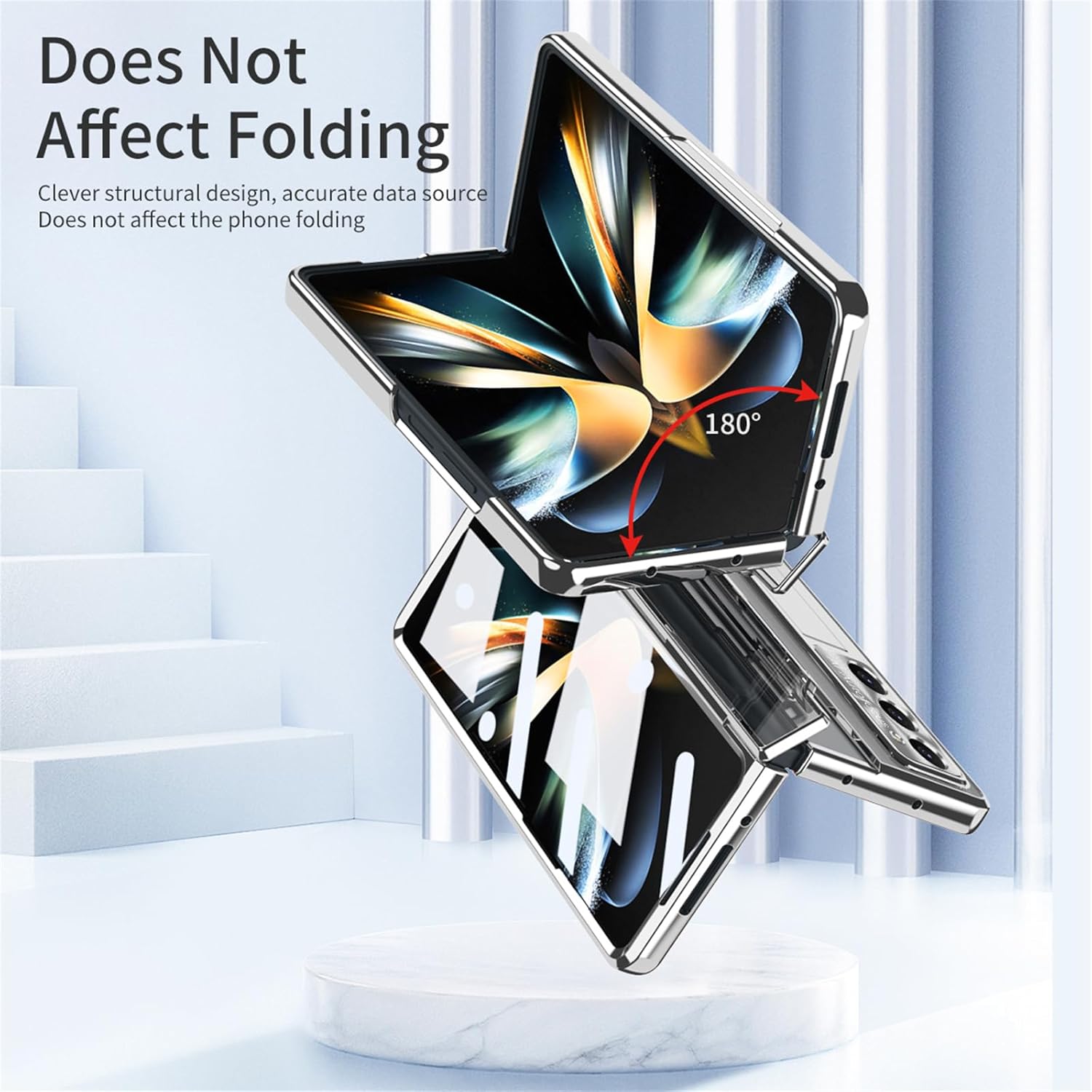 Funda para Galaxy Z Fold 5, carcasa chapada de una pieza con soporte y protector de pantalla, compatible con Samsung Galaxy Z Fold 5 5G 2023