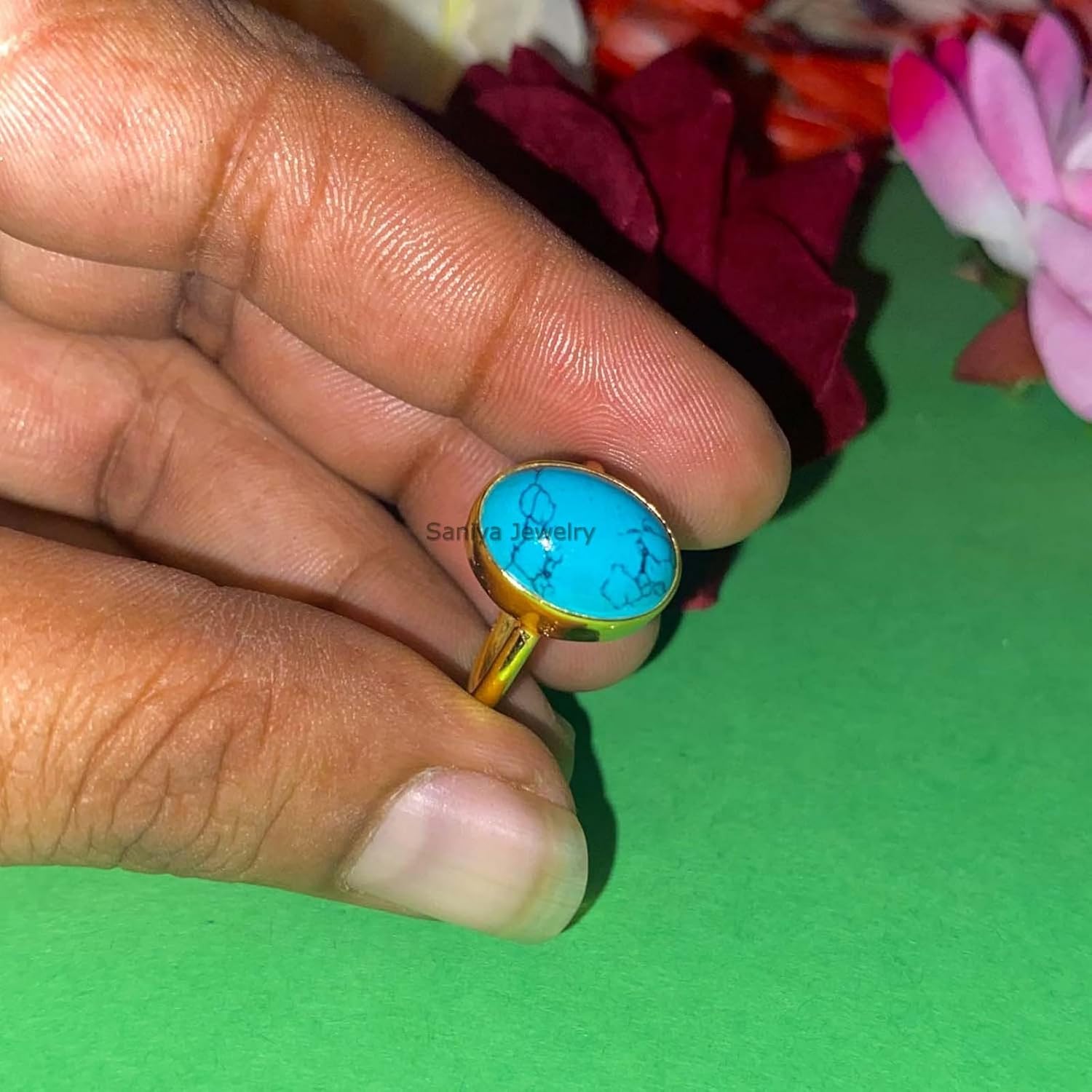 Handmade Oval Gemstone Dainty Minimalist Ring  Yellow Gold Vermeil Ring  Solid 925 Sterling Silver Statement Ring  Everyday Wear Rings For Women