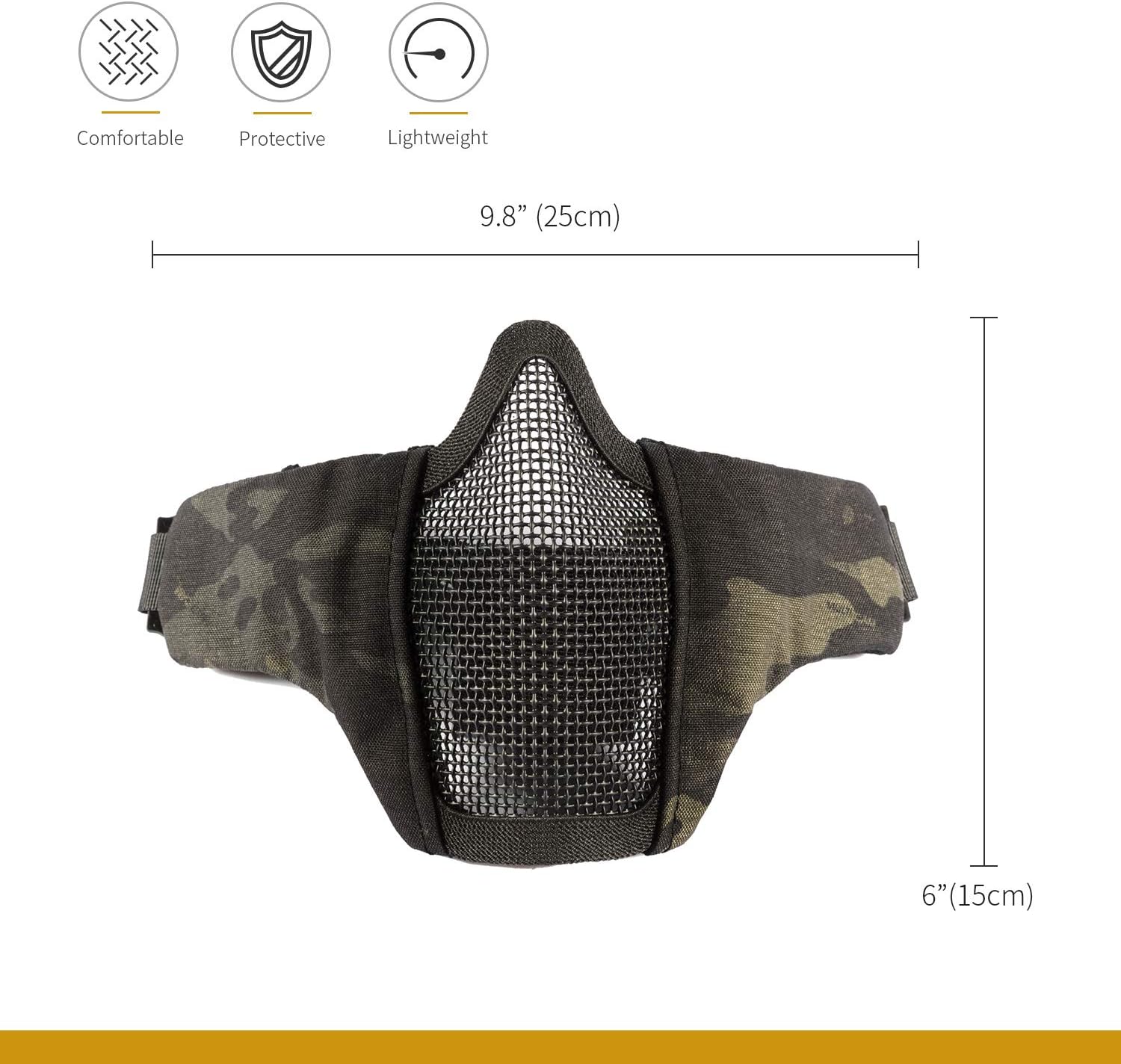 Máscara plegable de media cara con malla, estilo militar, cómoda, ajustable, máscara protectora táctica inferior para la cara, de OneTigris