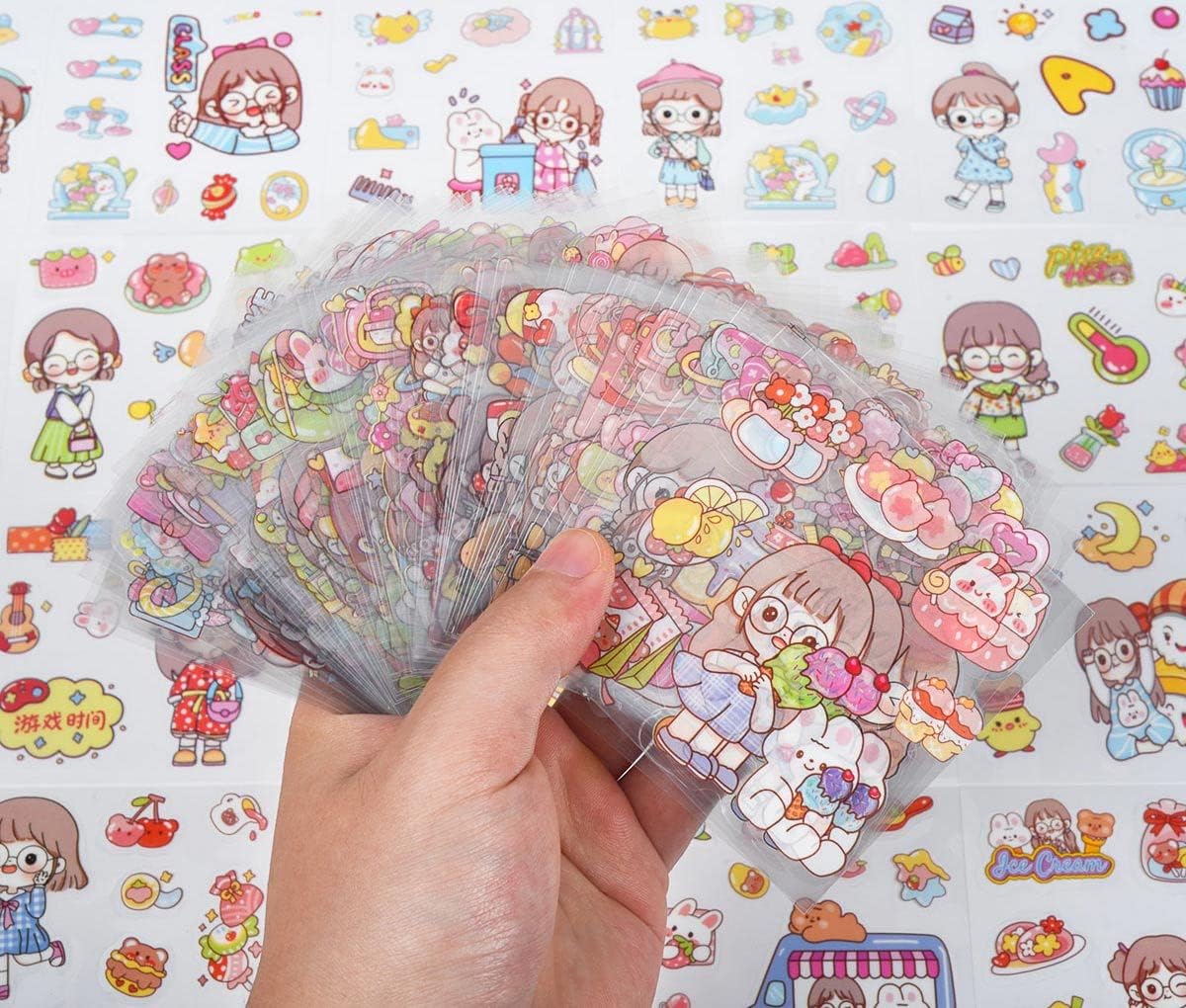 Calcomanías de letras kawaii japonesas de papelería, 100 hojas, lindas calcomanías de álbumes de recortes, calcomanías Kuromi para hacer tarjetas,