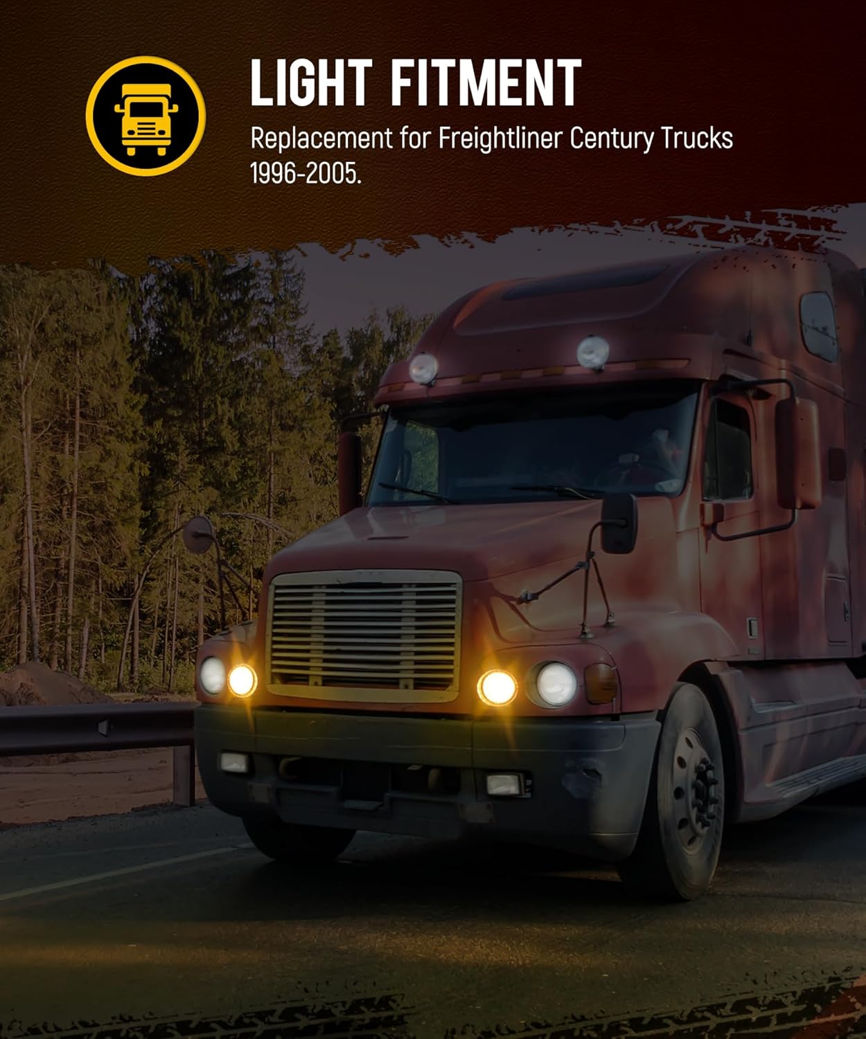 Partsam 1 par de luces de circulación diurna de repuesto para Freightliner Century 1996-2005, ámbar 61 LEDlente transparente