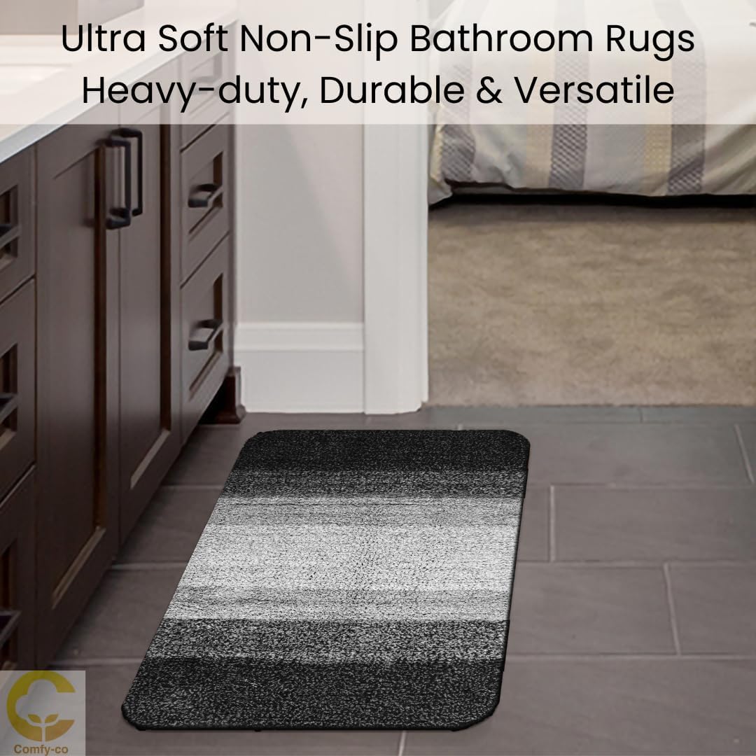 Alfombra de baño de 36 x 24 pulgadas, suave, absorbente, antideslizante, 100% algodón, alfombra de baño de felpa peluda, lavable a máquina, para