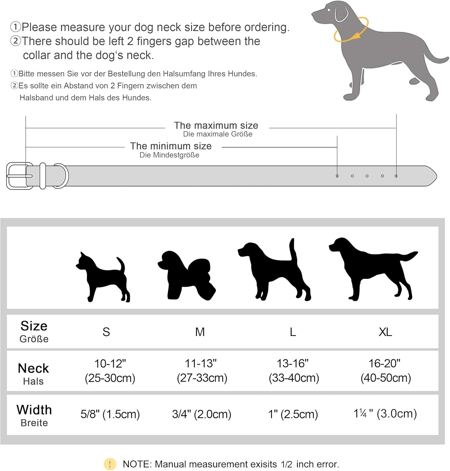 Didog Collar de cuero acolchado suave para perro, transpirable, resistente con hebilla metálica ajustable a prueba de óxido para perros pequeños,