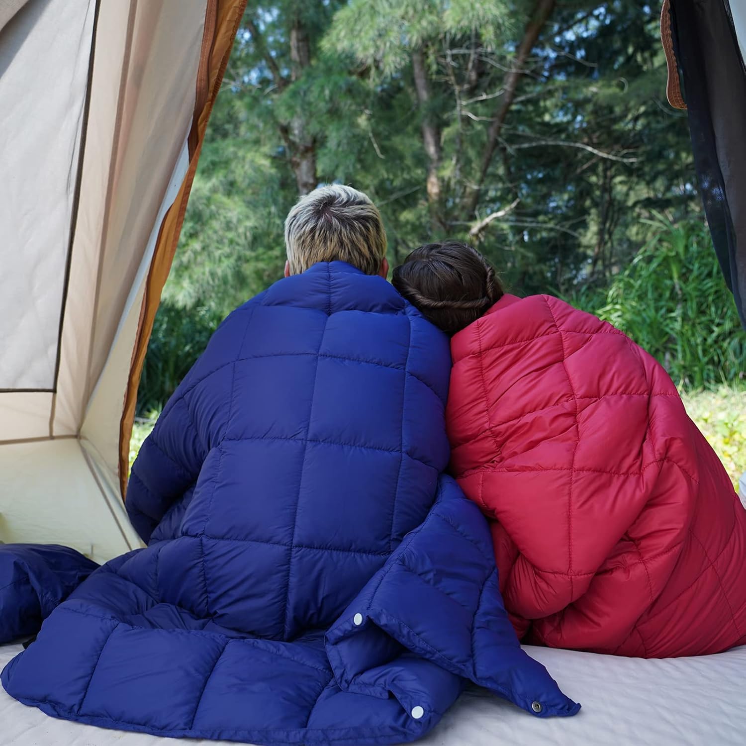 KingCamp Red – Manta ligera de viaje para mujer, ligera, alternativa de plumón, cálida, grande, compacta, portátil, impermeable, para avión,