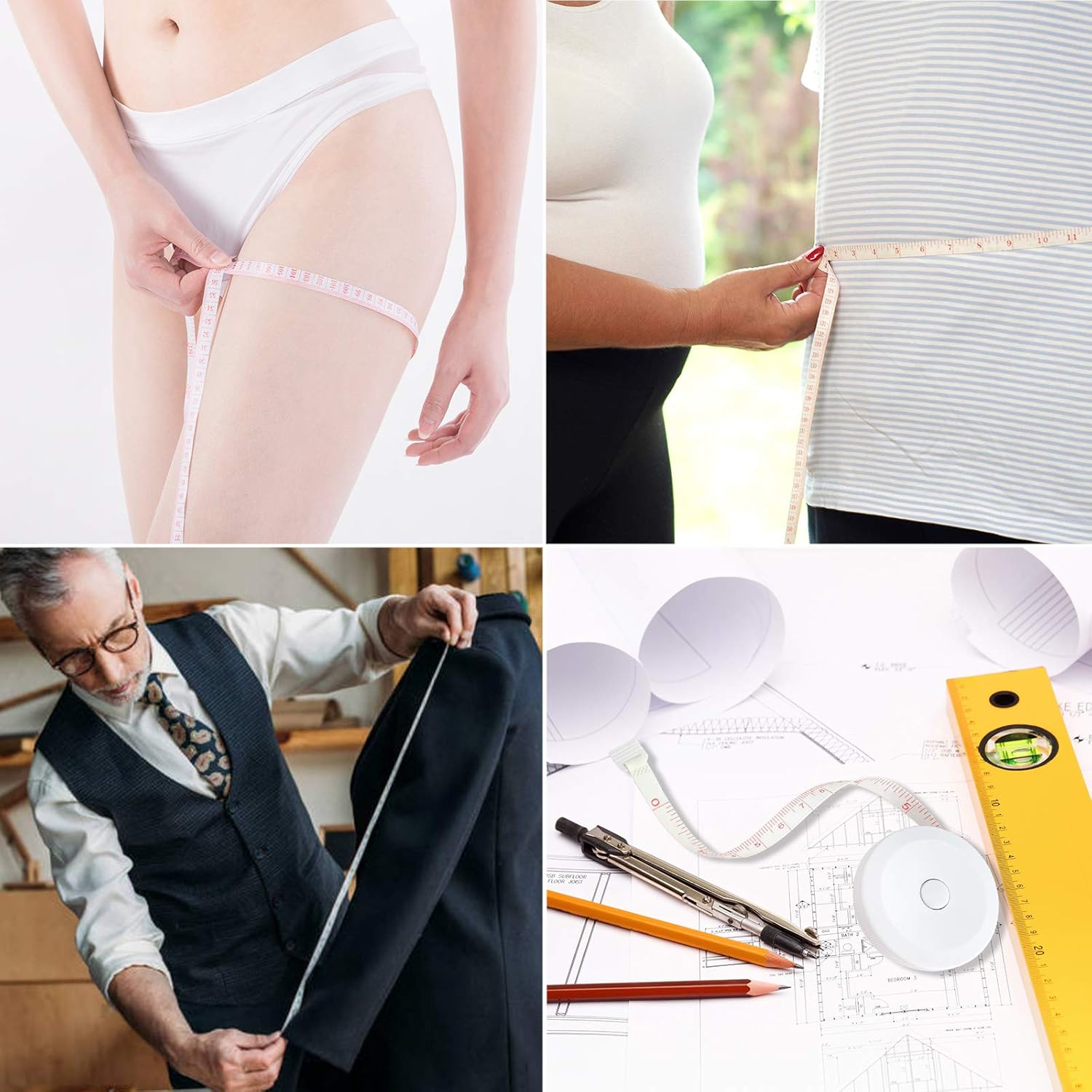 Cinta métrica para medir el cuerpo, cinta métrica de 60 pulgadas para medidas corporales, cinta métrica suave de doble escala, 2 cintas métricas de