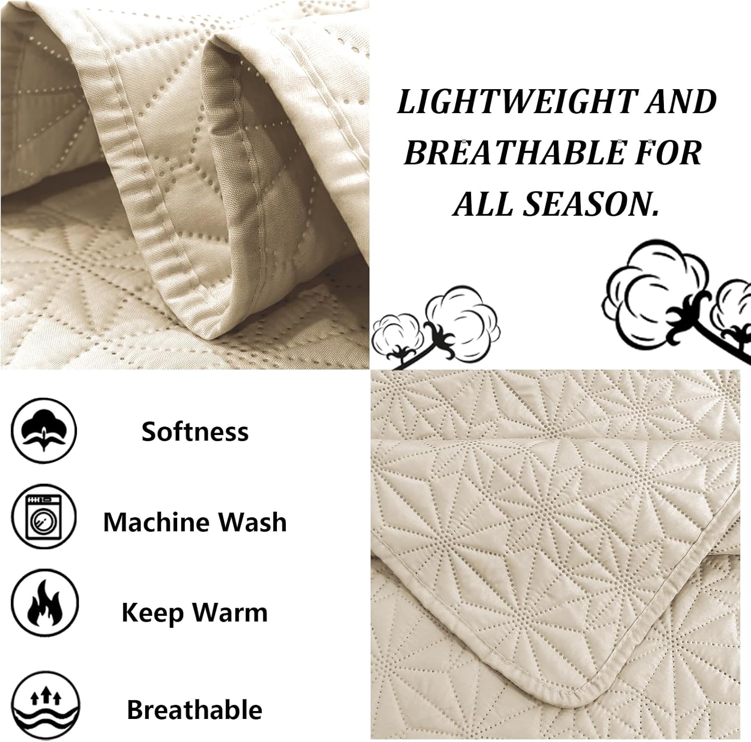 Juego de edredón de lujo de 2 piezas tamaño individual, edredón elegante y reversible, juego de ropa de cama beige con funda de almohada, colcha de