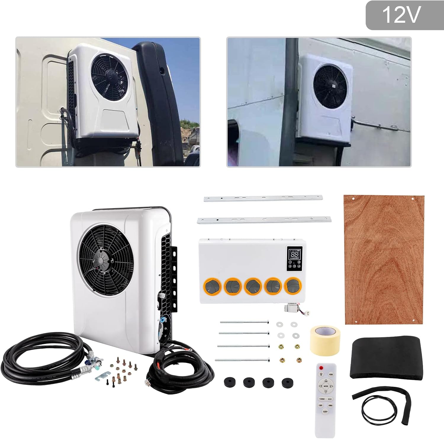 Kit de aire acondicionado de 12 V para camión, autobús, RV, 2000 W6800 BTU, kit de aire acondicionado dividido portátil para colgar, kit de aire