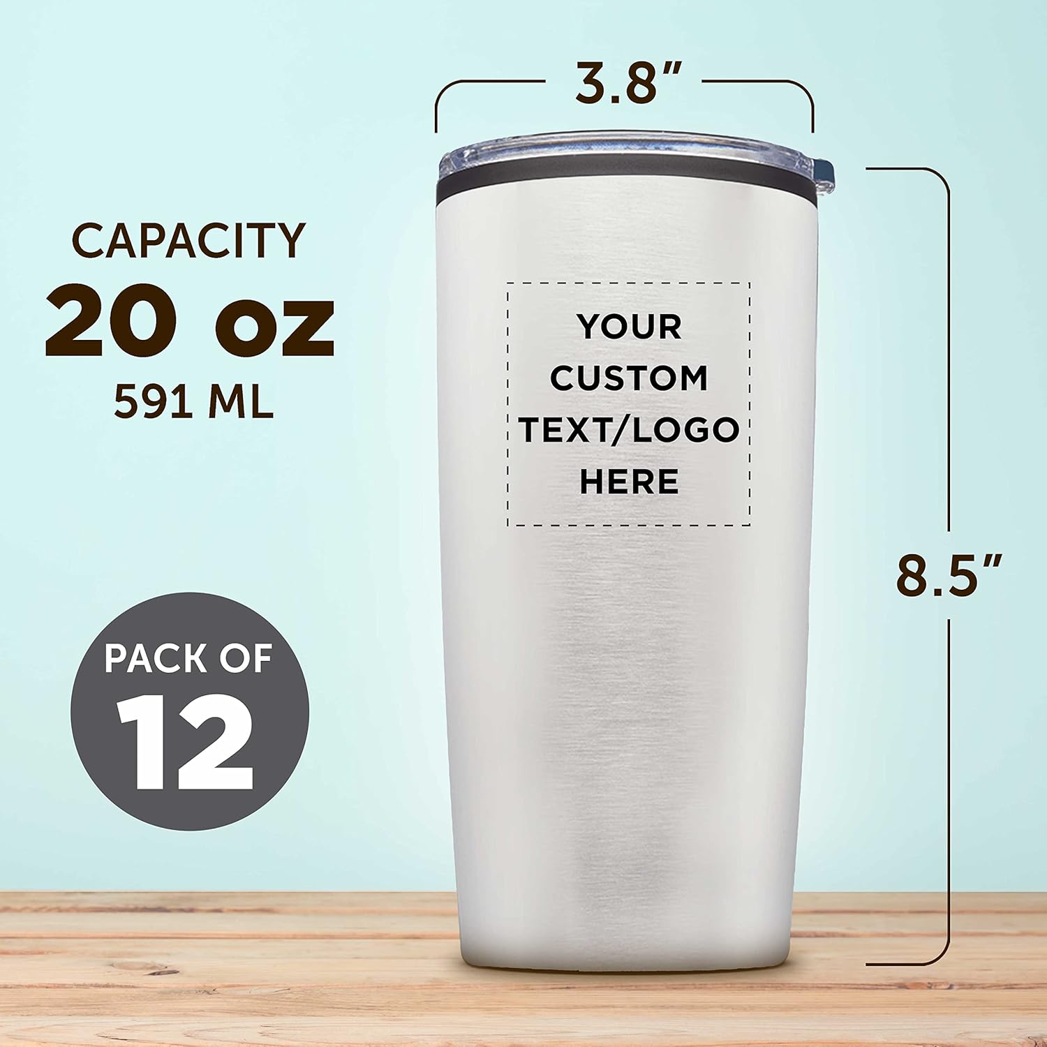 Glacier vasos de acero inoxidable y plástico  paquete de 6  botella de agua de 20 oz al vacío, doble pared aislada