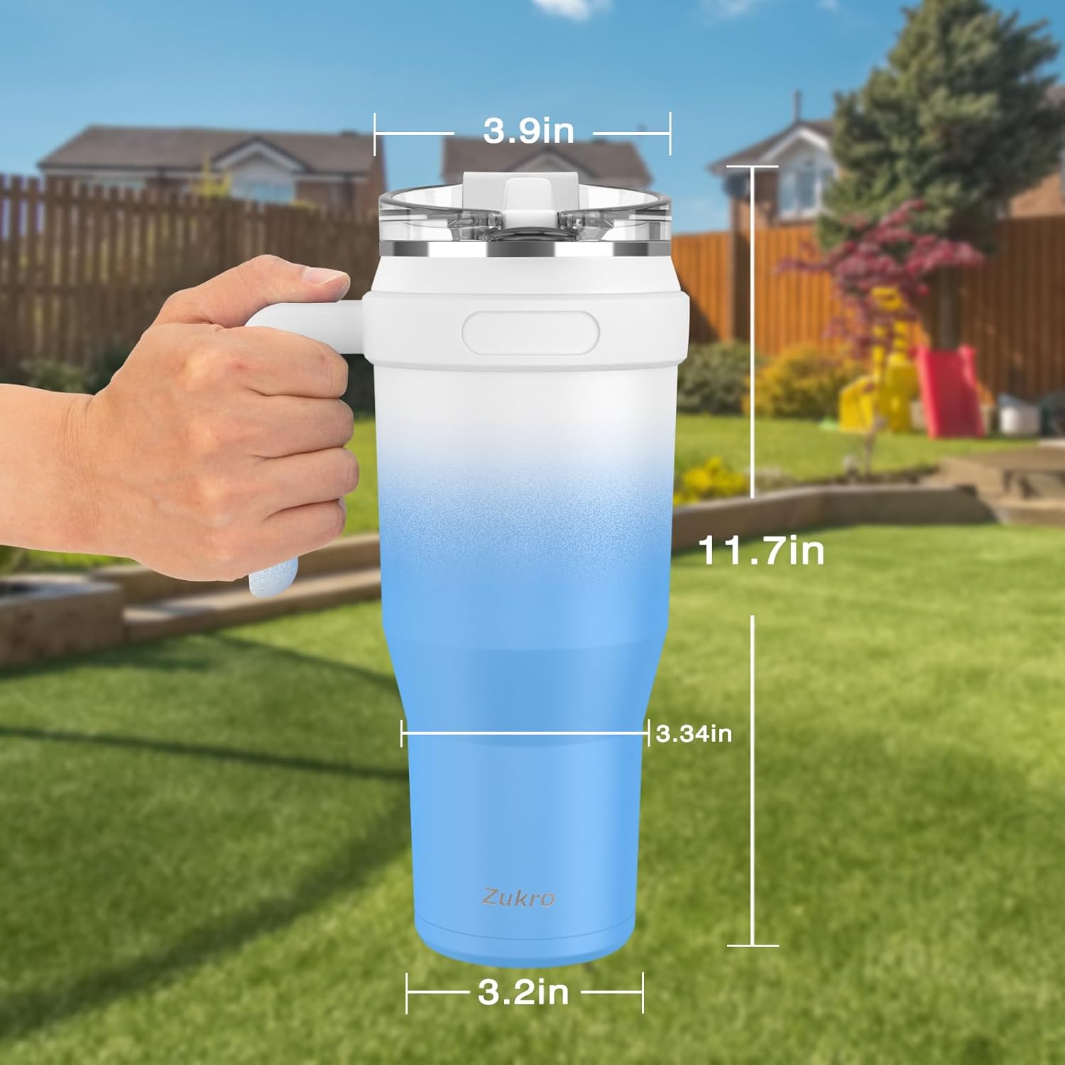 Vaso de 50 onzas con asa, vaso grande de acero inoxidable aislado a prueba de fugas con popote abatible 2 en 1 y tapa para sorber mantiene las